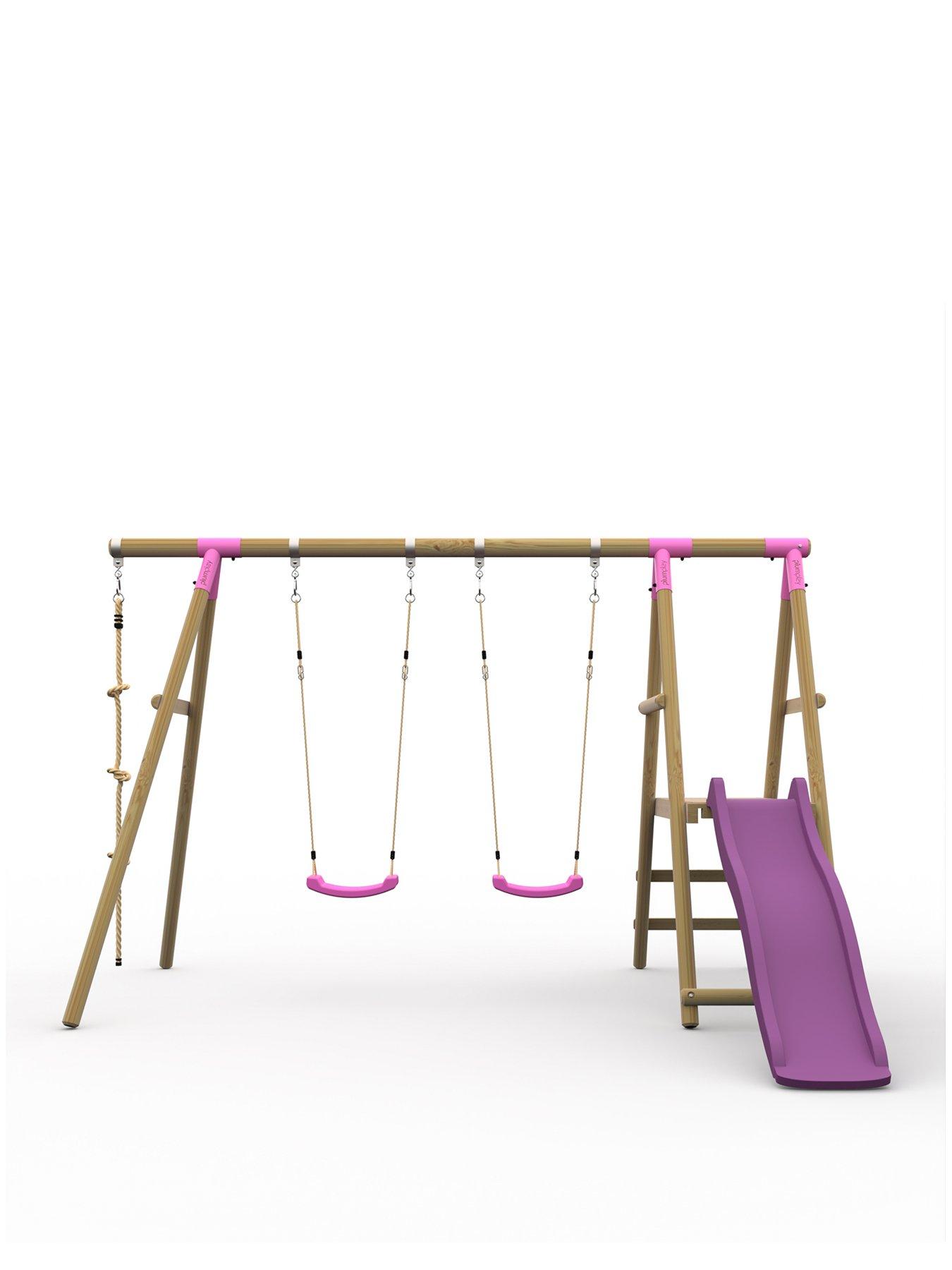 Plum Giant Baboon Wooden Swing Set - Pink