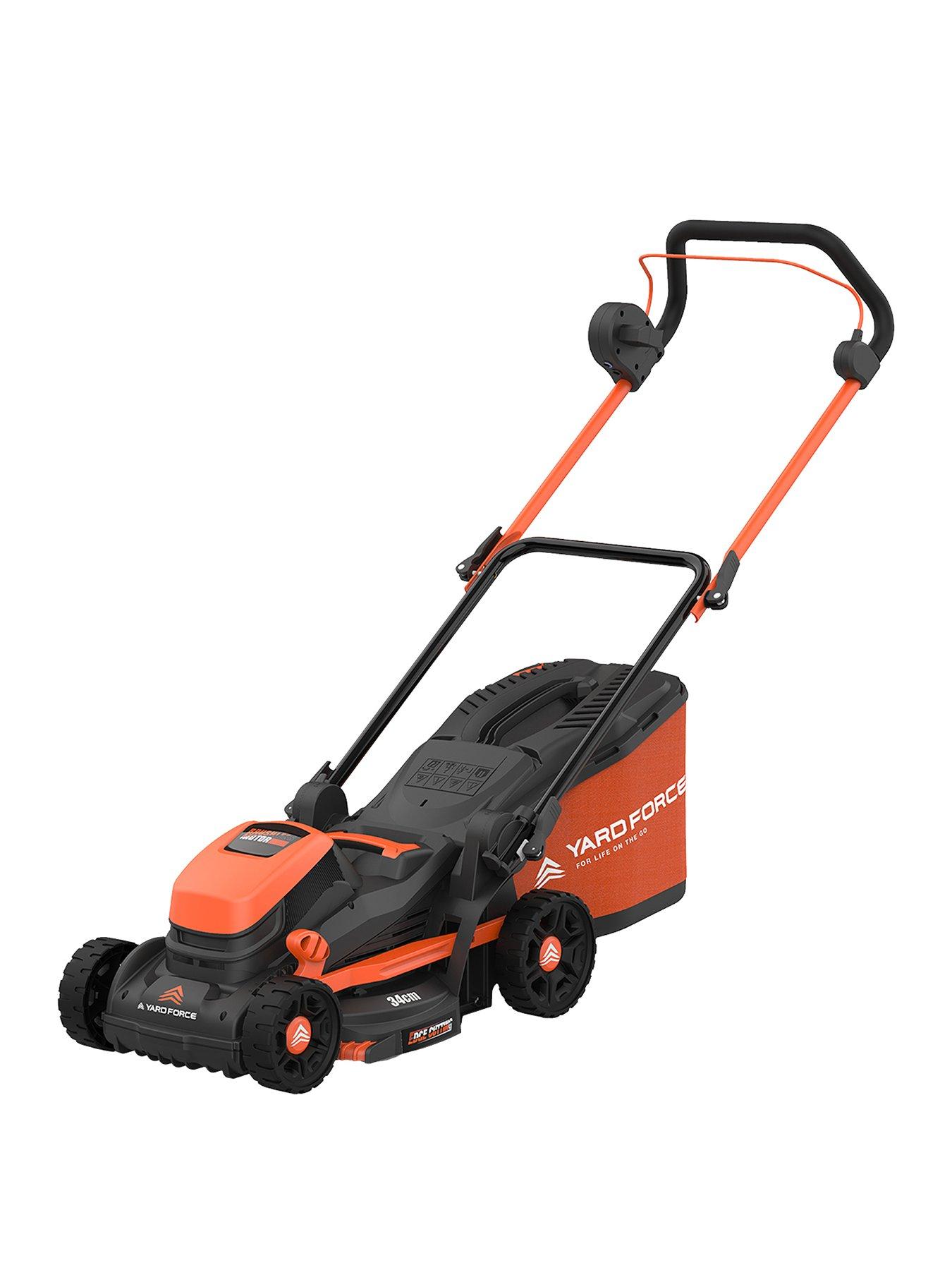 Yard Force 40V 2.5Ah (2x20V) Cordless Lawnmower with 34cm cutting width 35L grass bag and rear roller - LM C34B