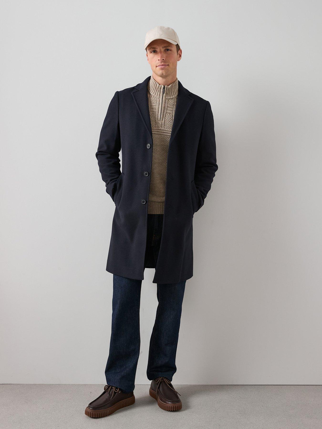 Image 1 of 6 of The Very Collection Notch Collar Overcoat - Navy