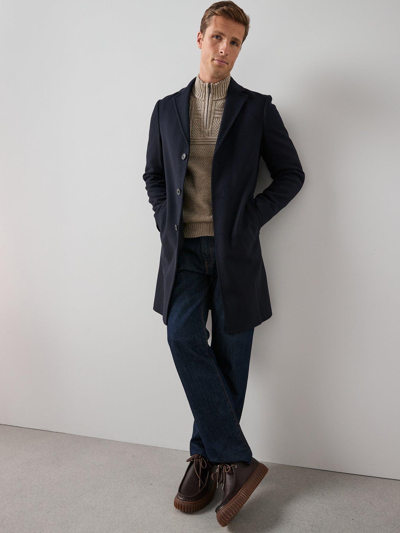 Image 3 of 6 of The Very Collection Notch Collar Overcoat - Navy