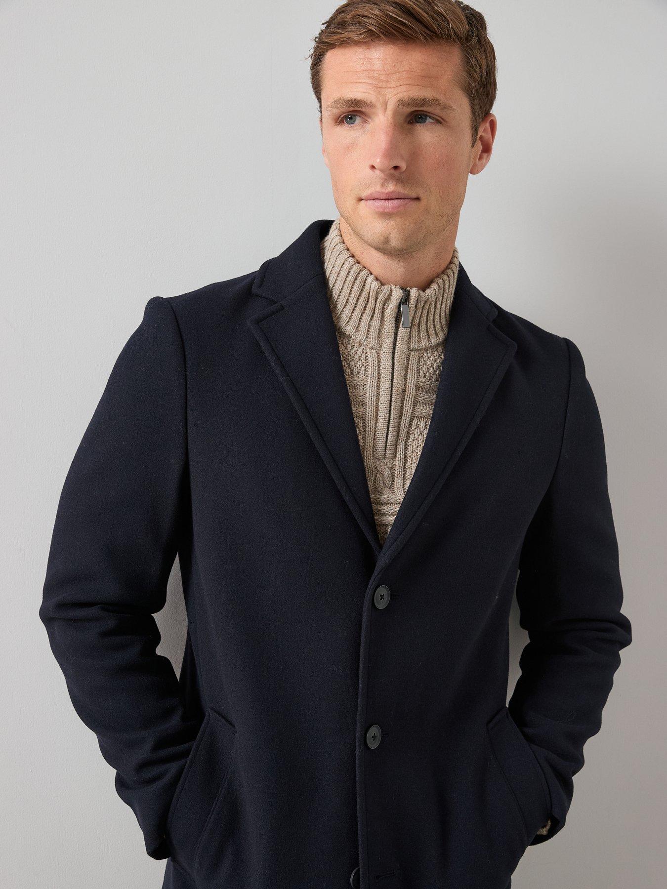 Image 4 of 6 of The Very Collection Notch Collar Overcoat - Navy