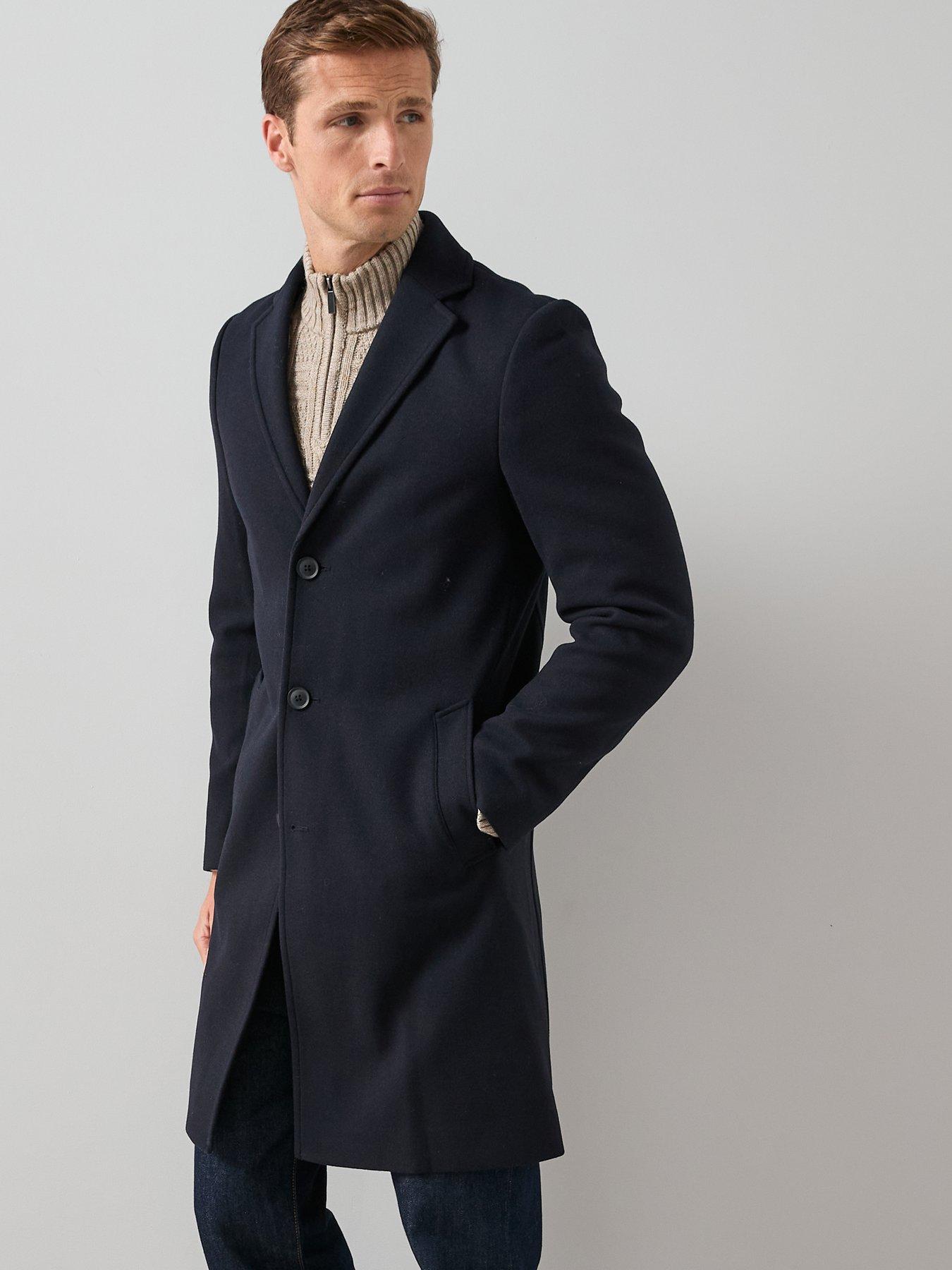 Image 5 of 6 of The Very Collection Notch Collar Overcoat - Navy