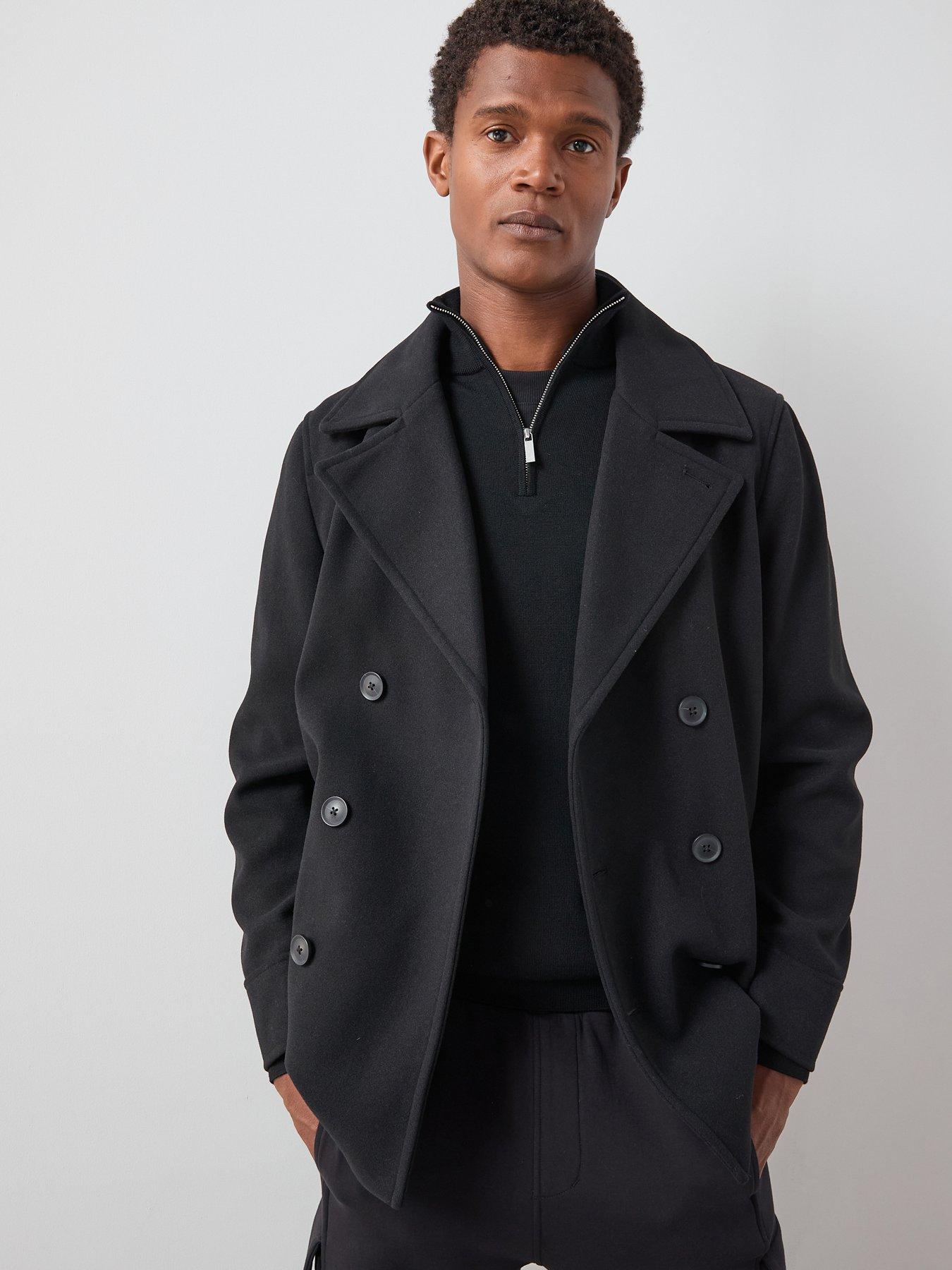 The Very Collection Double Breasted Peacoat Black Very