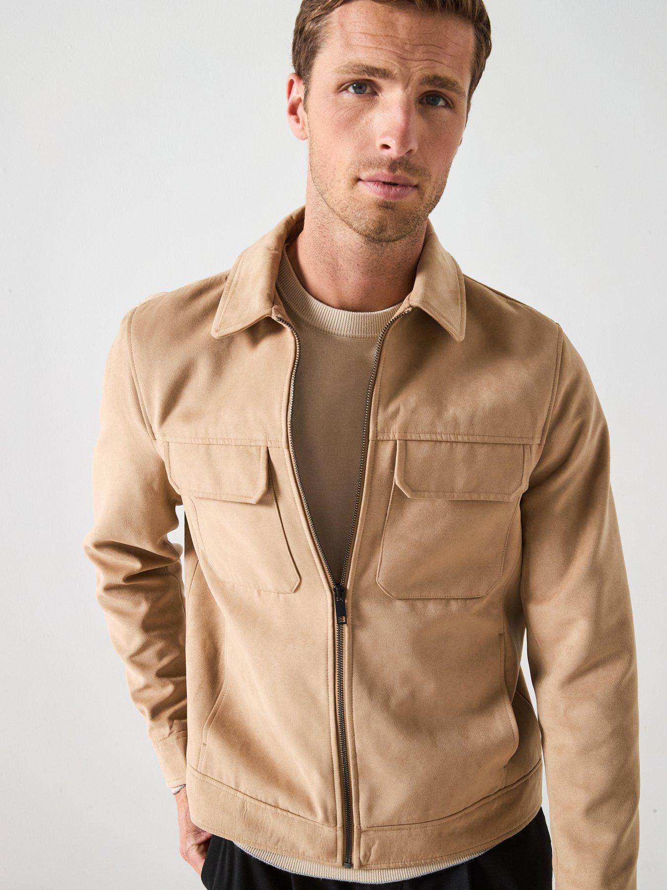undefined Suede Look Zip Harrington - Beige