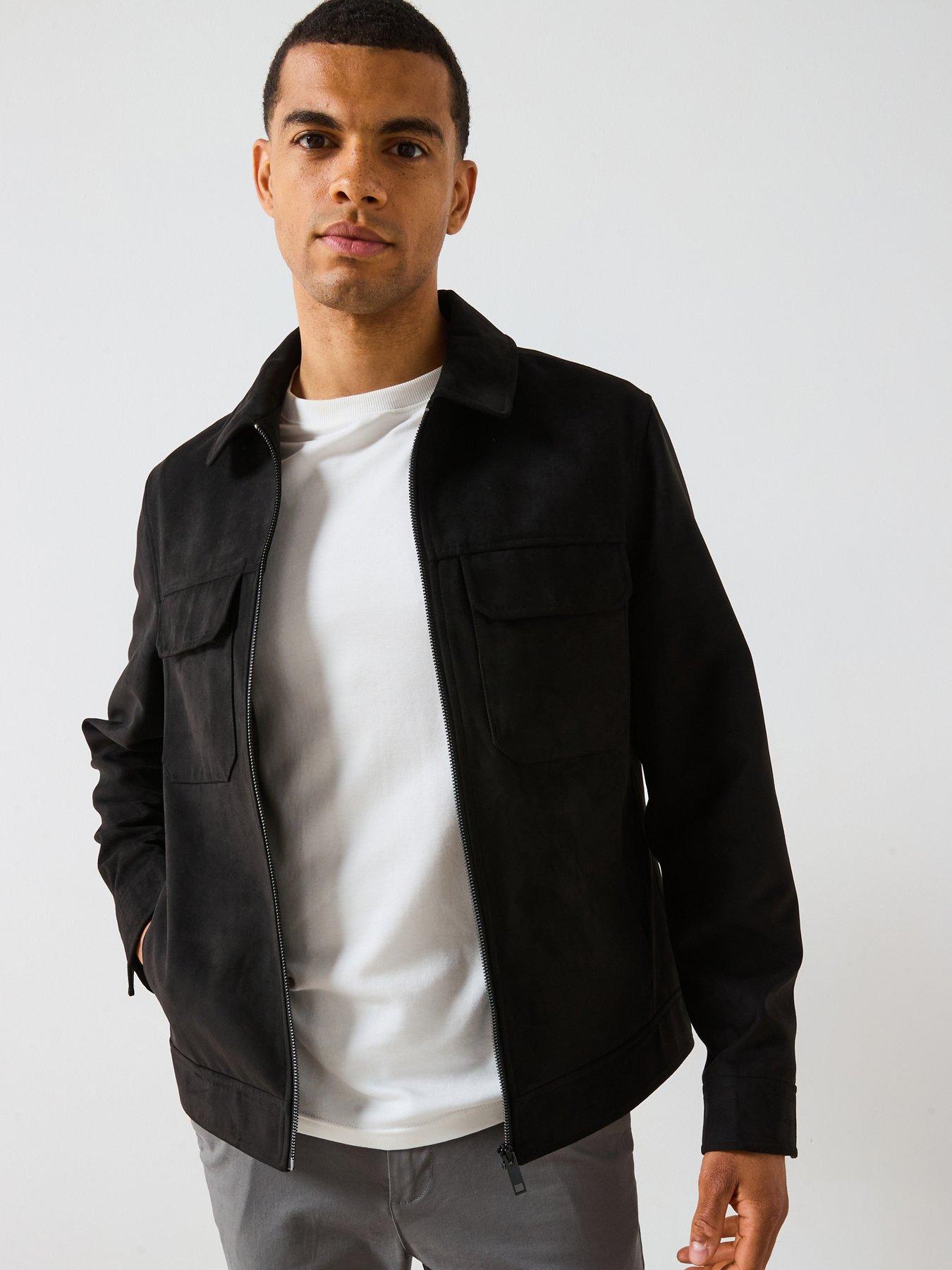 undefined Suede Look Zip Harrington - Black