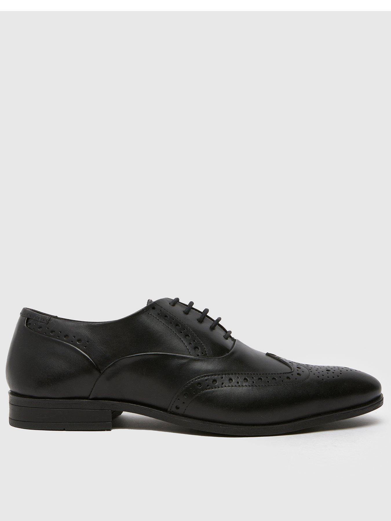 undefined Row Leather Lace Up Brogue Shoe-Black
