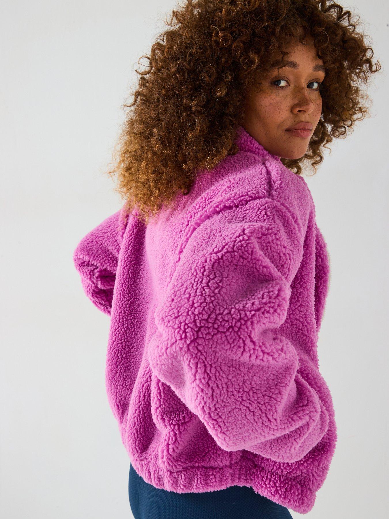 Image 2 of 6 of Gym + Coffee Womens Training Industry Fleece High Collar Jacket - Crisp Pink