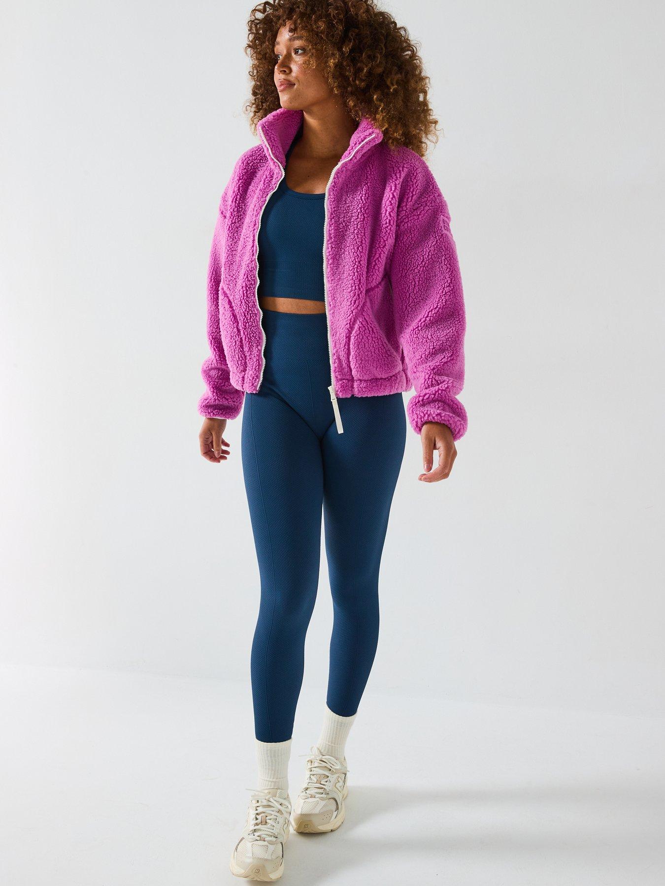 Image 3 of 6 of Gym + Coffee Womens Training Industry Fleece High Collar Jacket - Crisp Pink