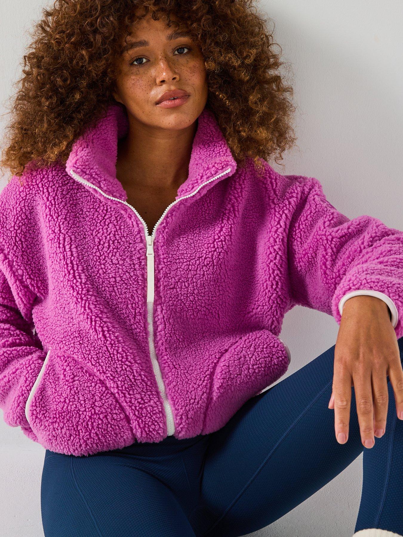 Image 4 of 6 of Gym + Coffee Womens Training Industry Fleece High Collar Jacket - Crisp Pink