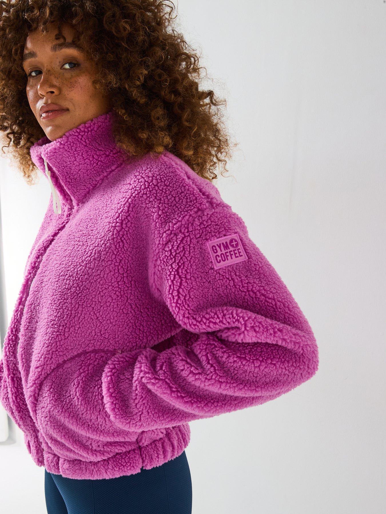 Image 5 of 6 of Gym + Coffee Womens Training Industry Fleece High Collar Jacket - Crisp Pink