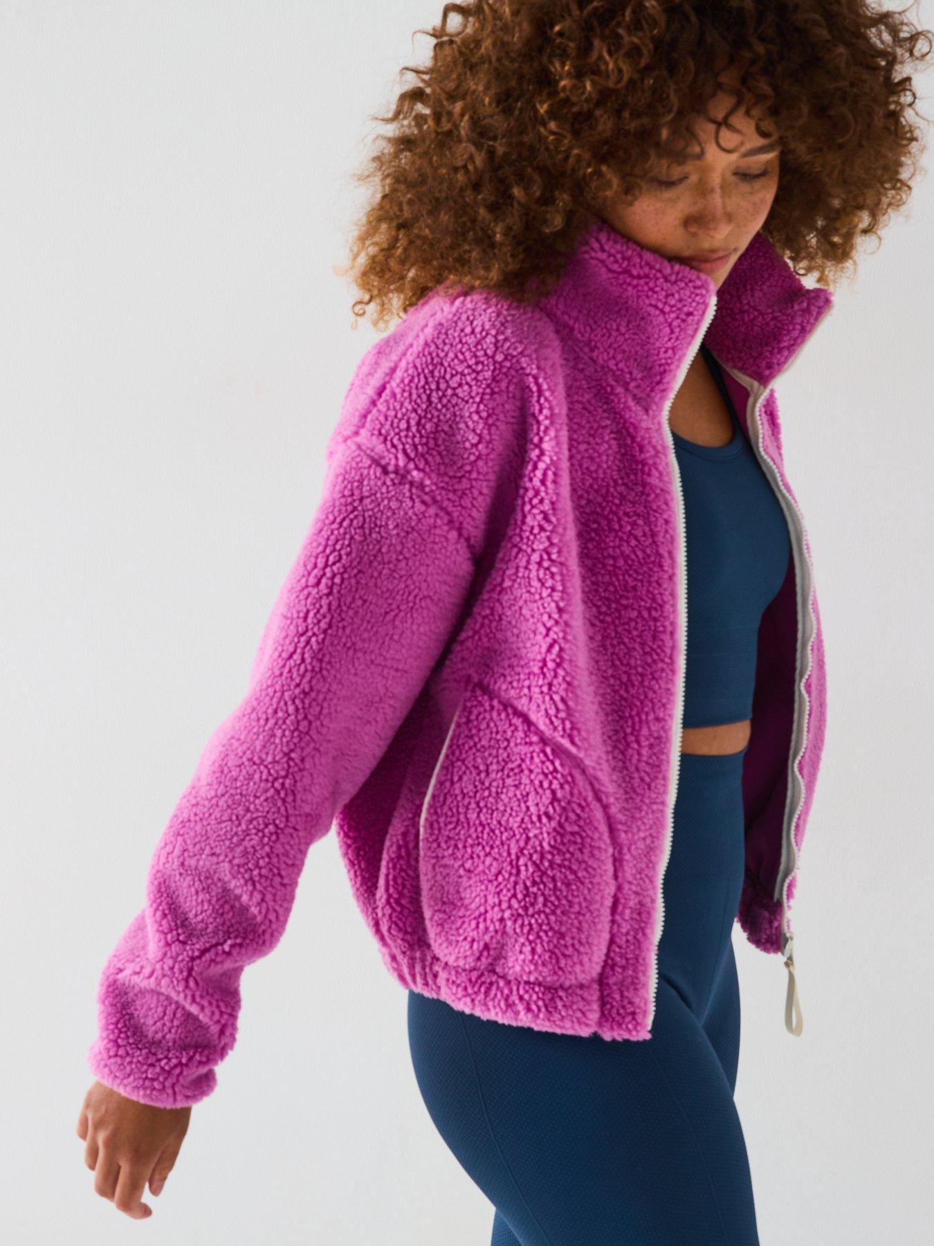 Image 6 of 6 of Gym + Coffee Womens Training Industry Fleece High Collar Jacket - Crisp Pink