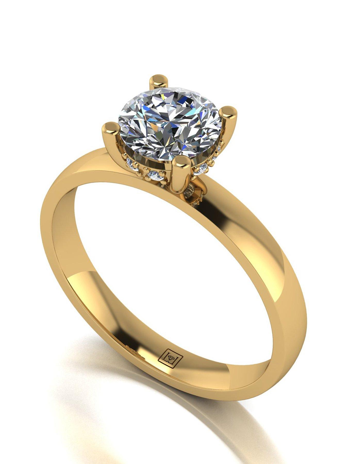 Image 1 of 5 of Moissanite Lady Lynsey 9ct Yellow Gold 1.08ct total eq Hidden Halo Solitaire Ring