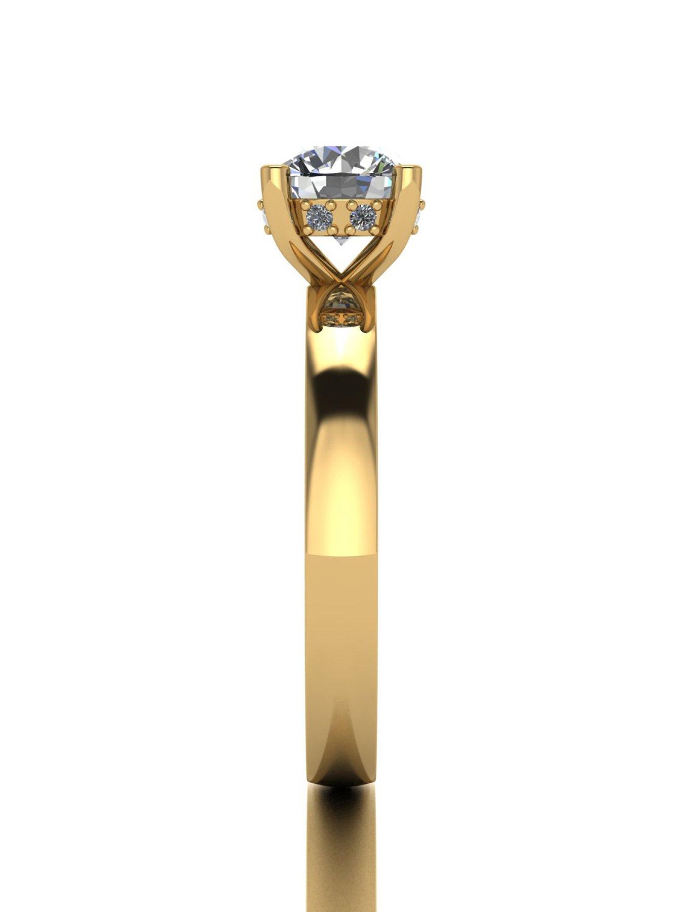 Image 3 of 5 of Moissanite Lady Lynsey 9ct Yellow Gold 1.08ct total eq Hidden Halo Solitaire Ring