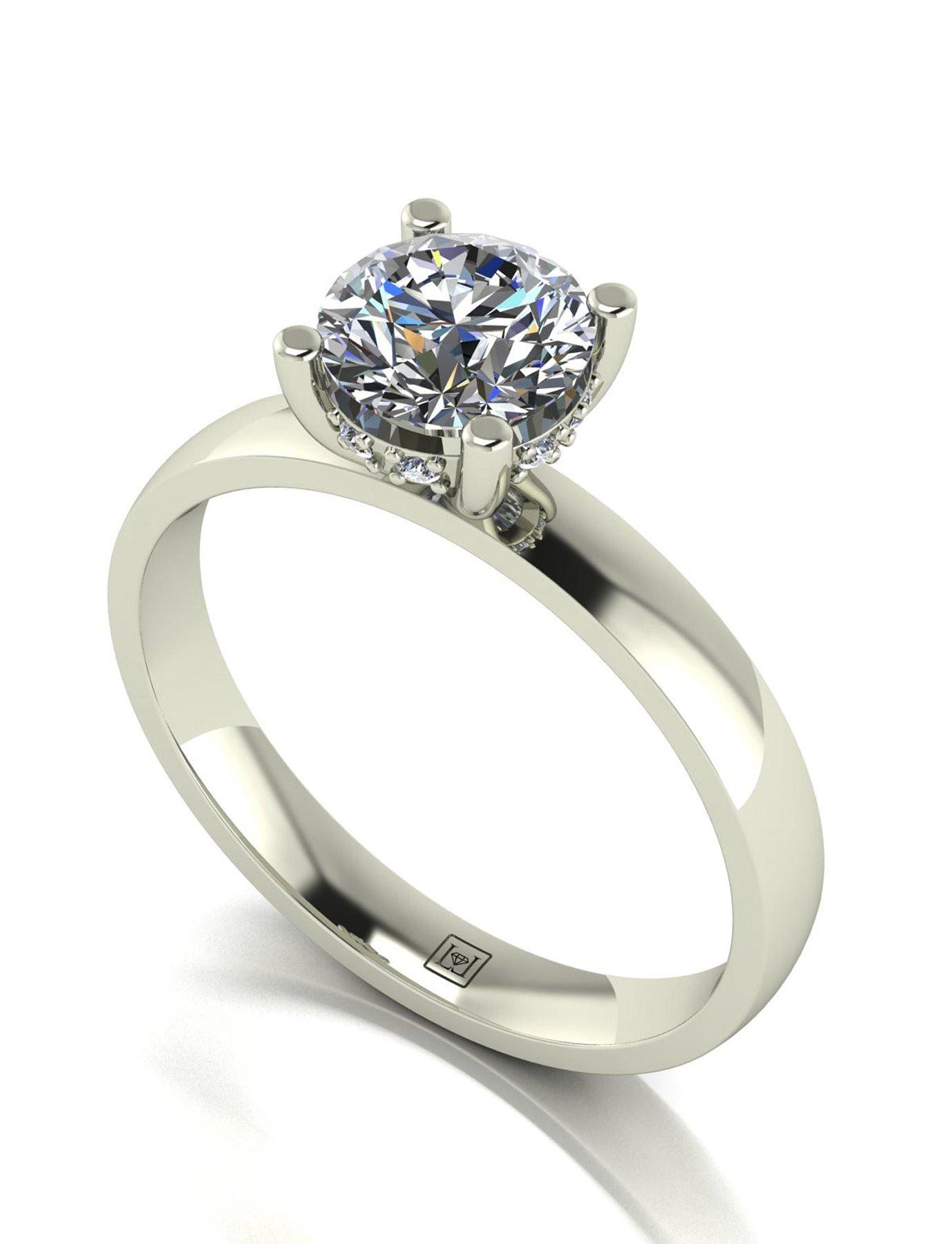 undefined Lady Lynsey 9ct White Gold 1.08ct total eq Hidden Halo Solitaire Ring
