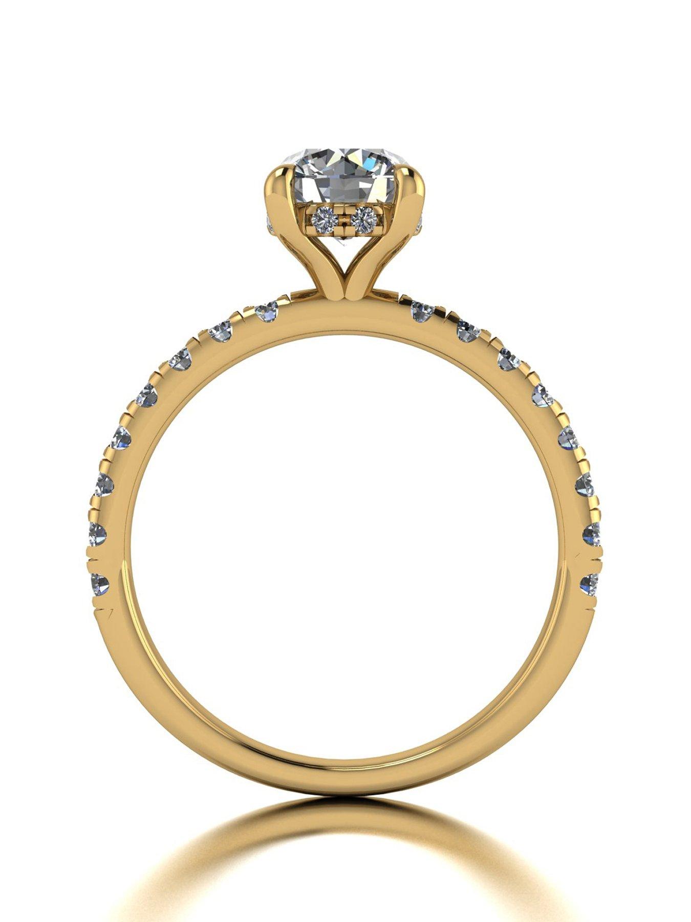 Image 2 of 5 of Moissanite Lady Lynsey 9ct Yellow Gold 1.40ct total eq Hidden Halo Solitaire Ring