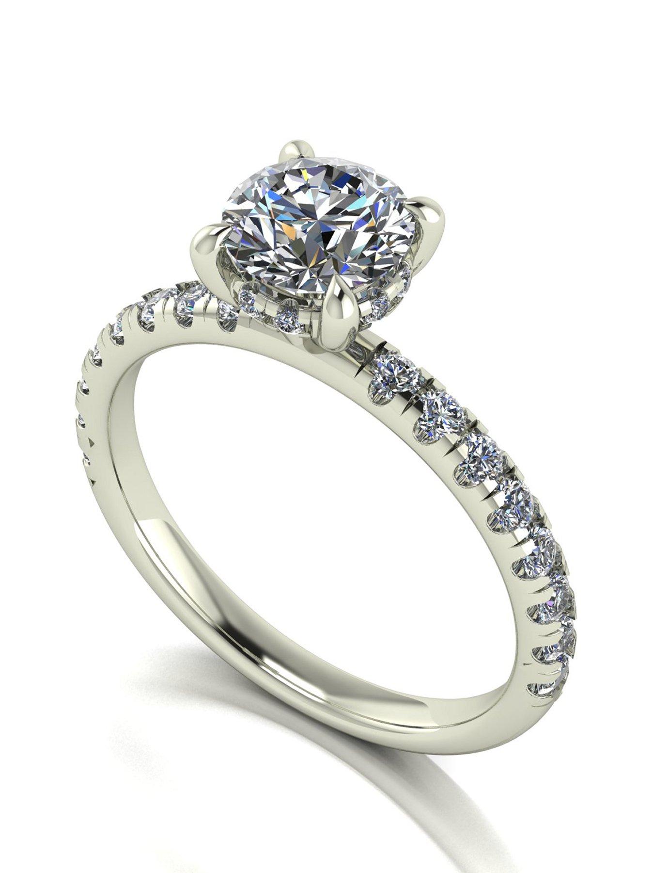 undefined Lady Lynsey 9ct White Gold 1.40ct total eq Hidden Halo Solitaire Ring