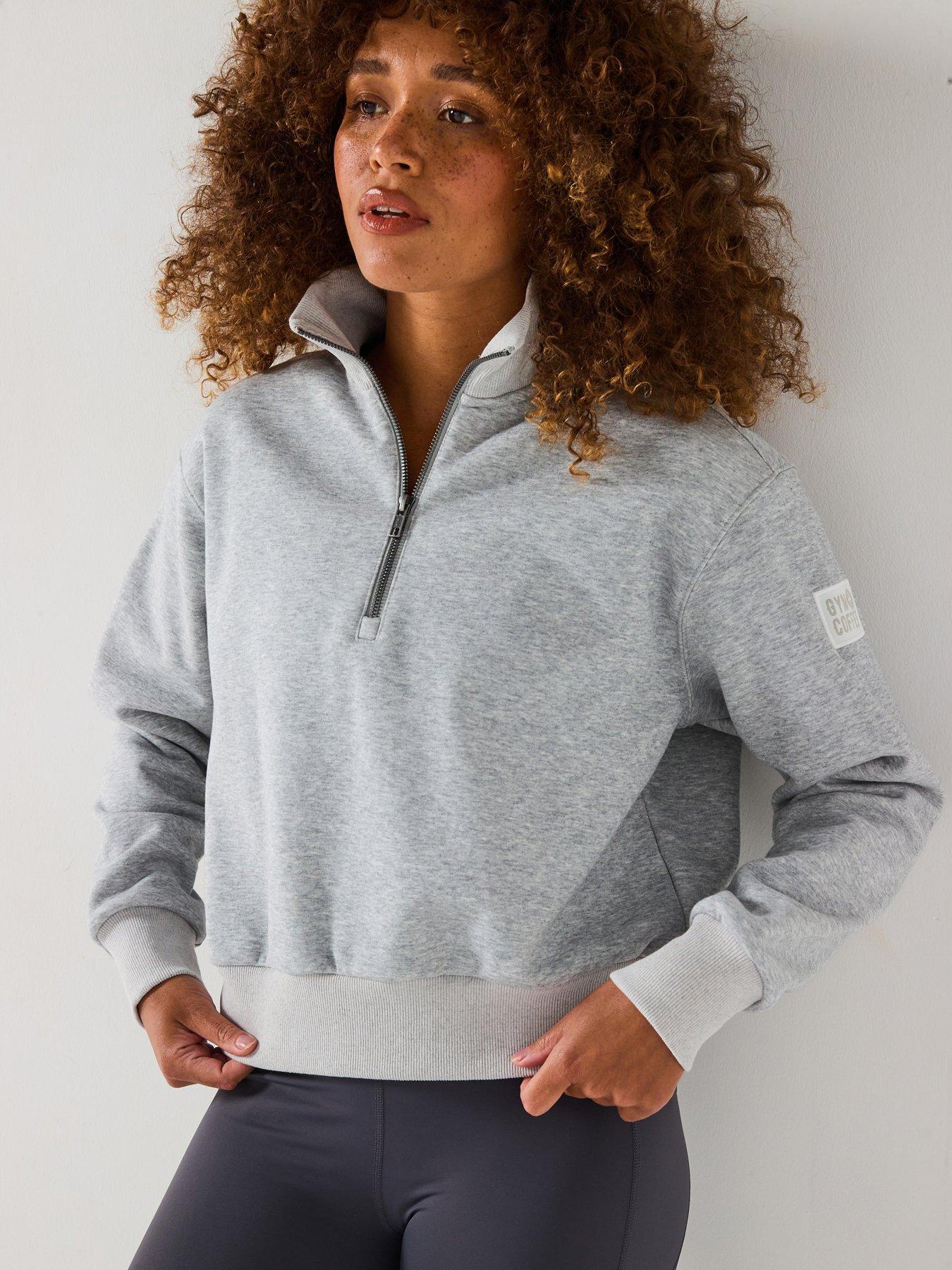 undefined Womens Training Ribbed Quarter Zip - Grey
