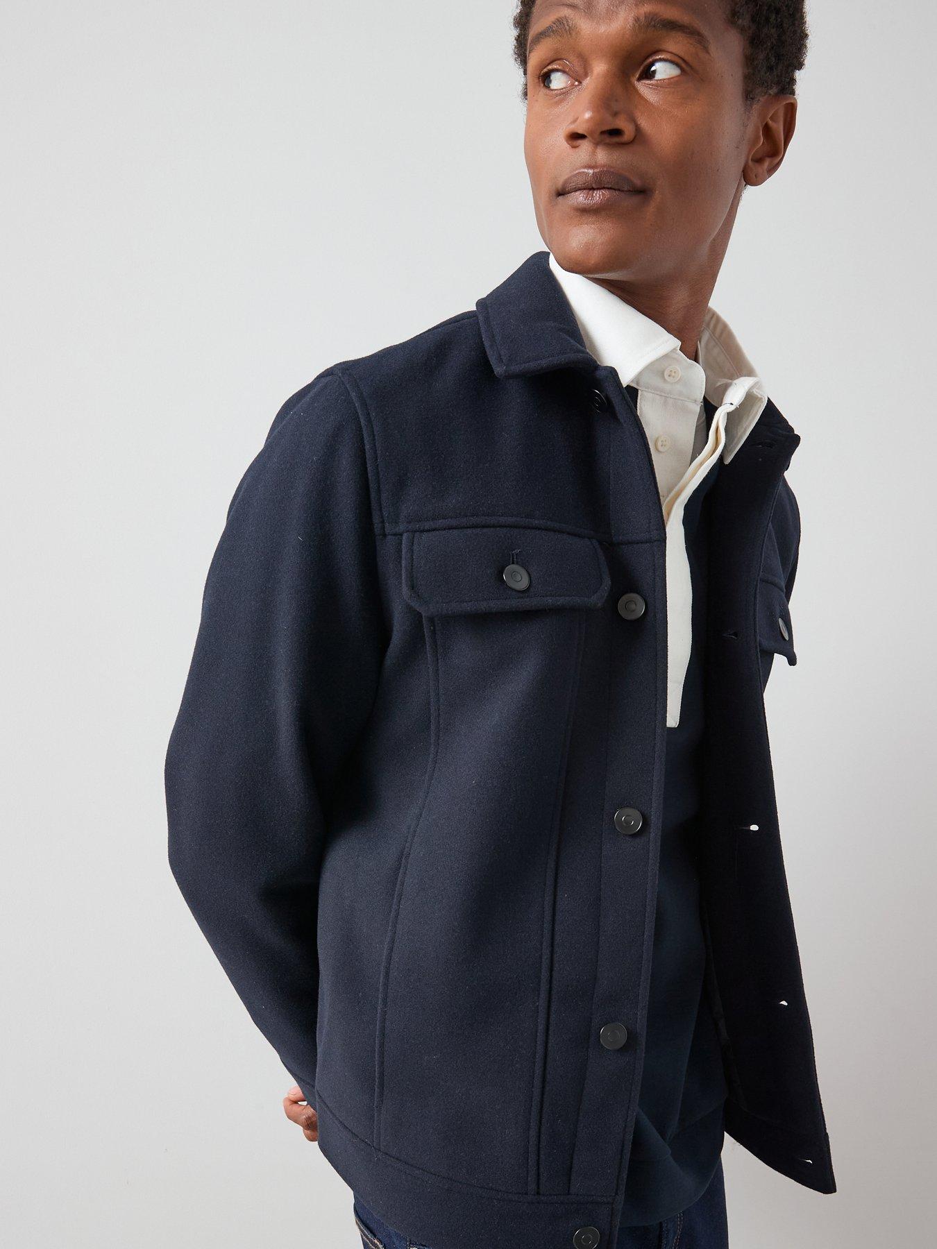 The Very Collection Faux Wool Collared Jacket - Navy | Very