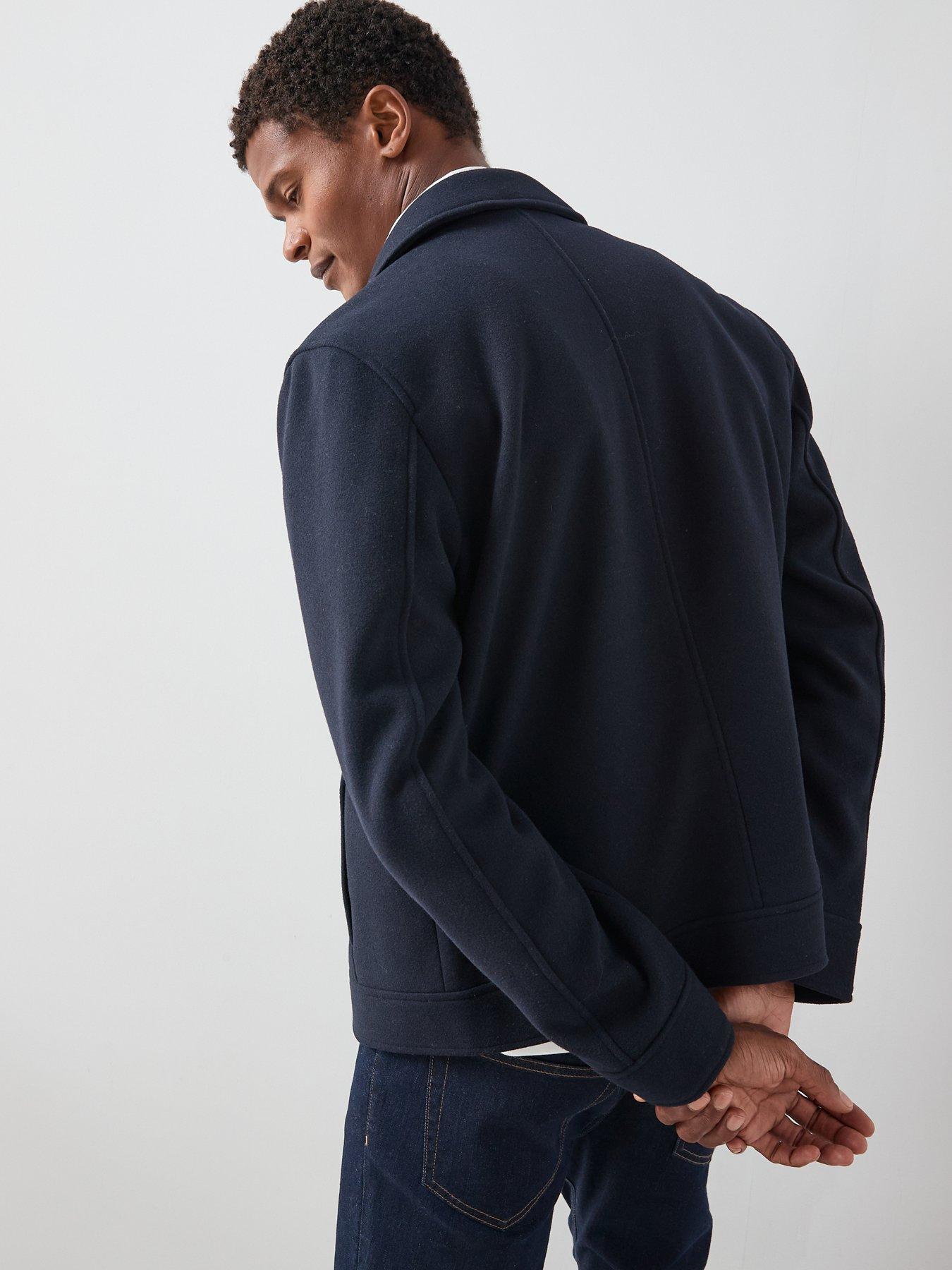 Image 2 of 7 of The Very Collection Faux Wool Collared Jacket - Navy