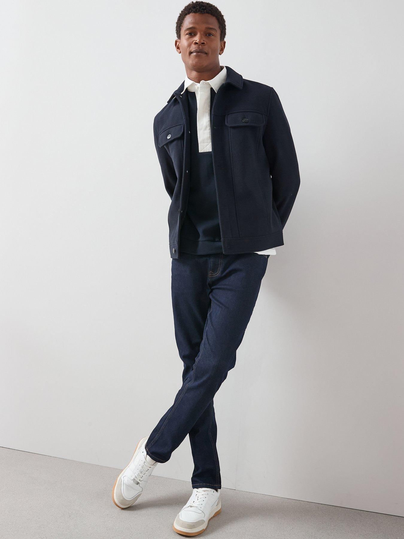 Image 3 of 7 of The Very Collection Faux Wool Collared Jacket - Navy