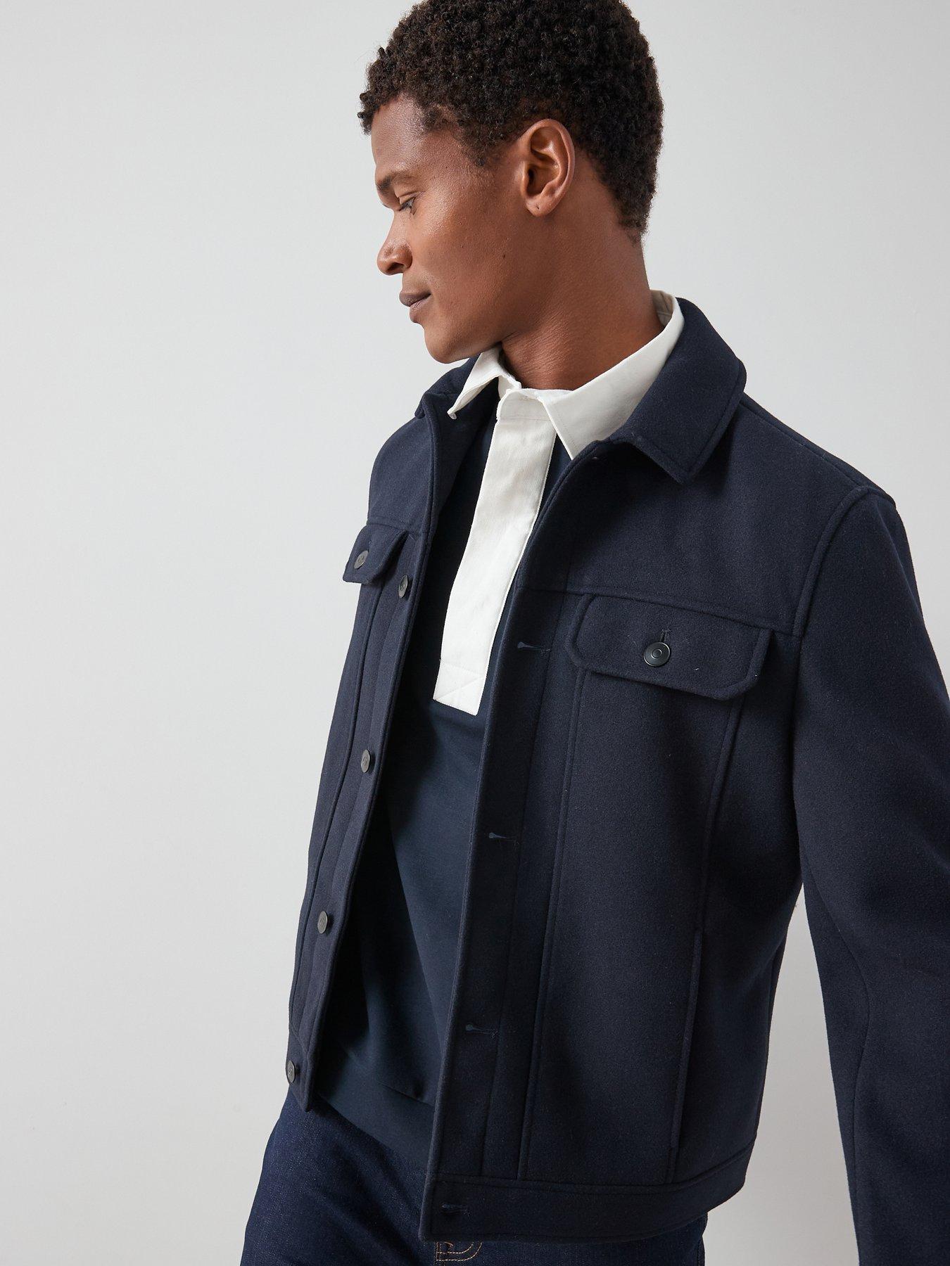 The Very Collection Faux Wool Collared Jacket - Navy | Very