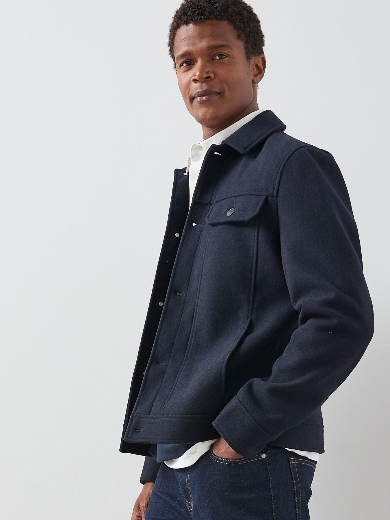 Image 6 of 7 of The Very Collection Faux Wool Collared Jacket - Navy