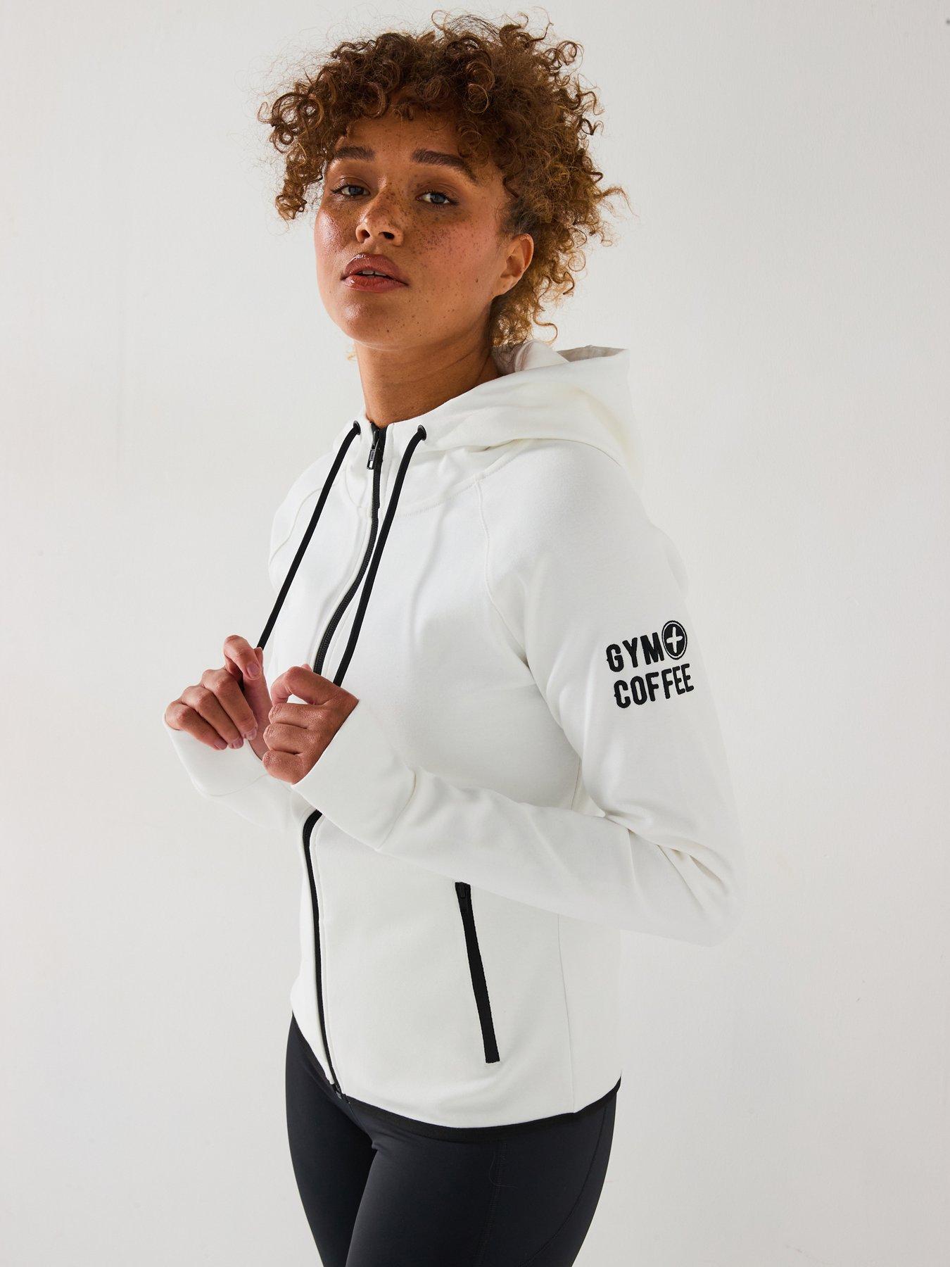 Image of Gym + Coffee Womens Training Chill Zip Hoodie - White
