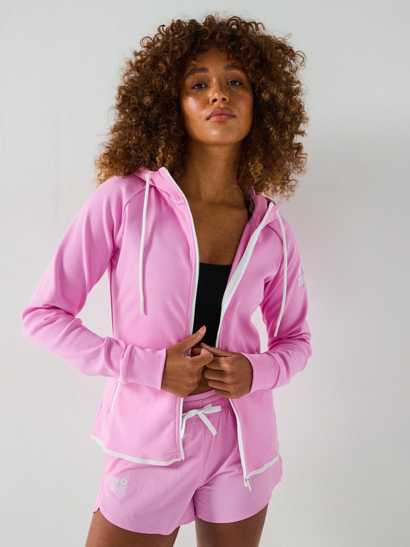 Image of Gym + Coffee Womens Training Chill Zip Hoodie - Pink, PINK, Size M