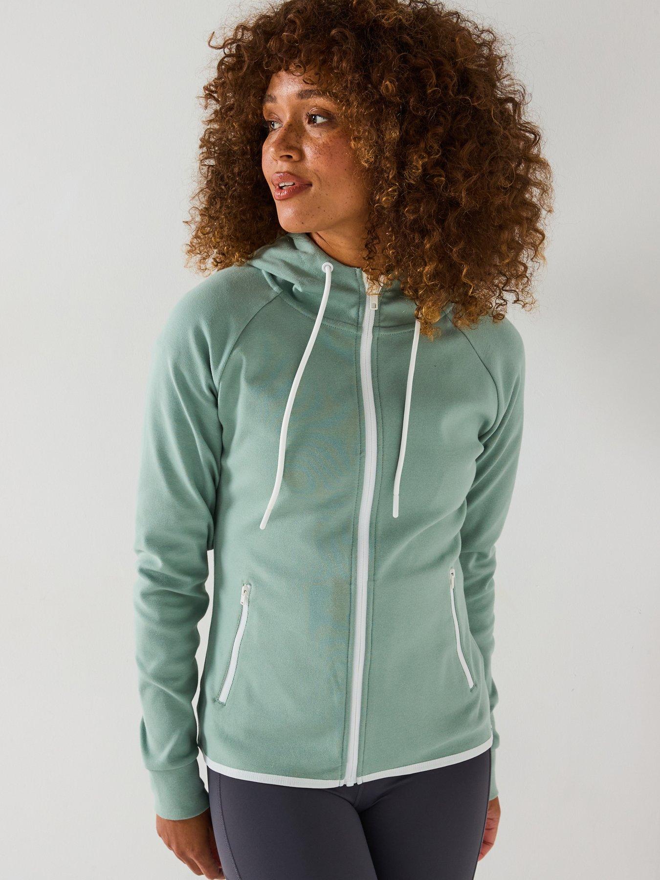 Image of Gym + Coffee Womens Training Chill Zip Hoodie - Green, GREEN, Size M