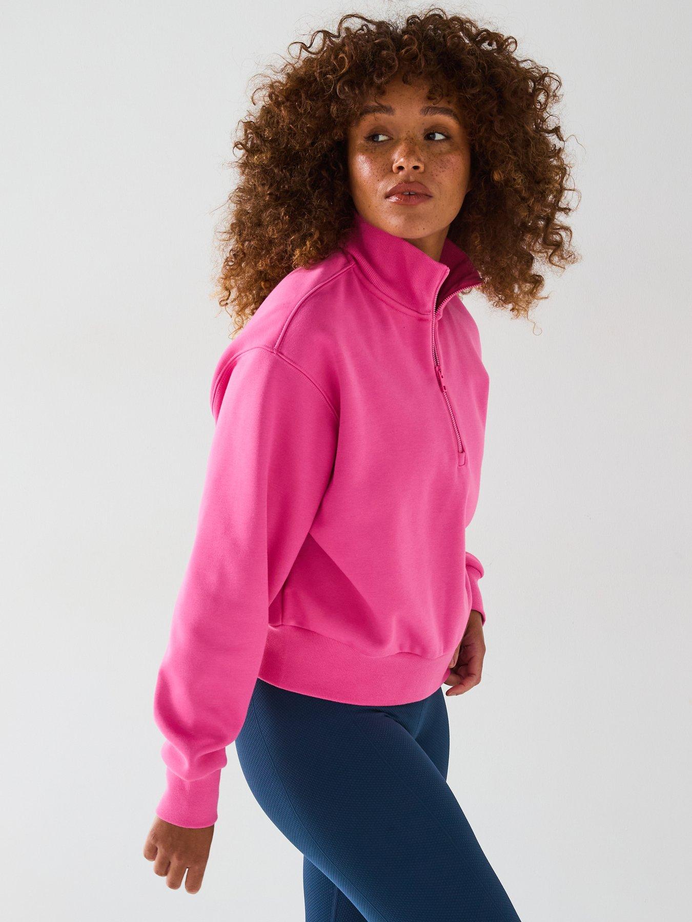 undefined Womens Training Ribbed Quarter Zip - Pink