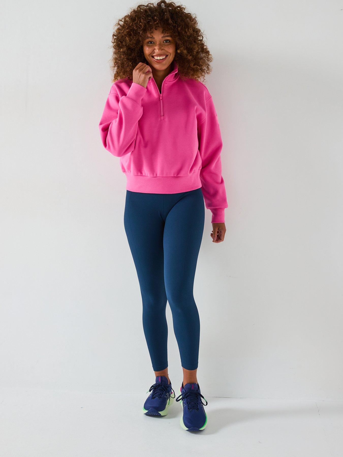 Image 3 of 6 of Gym + Coffee Womens Training Ribbed Quarter Zip - Pink