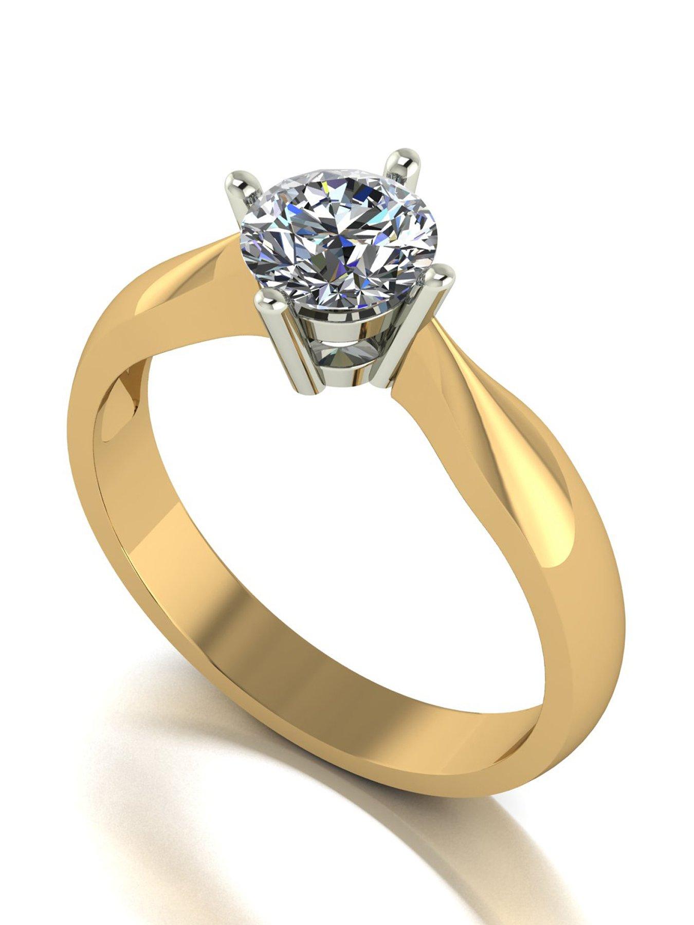 Image 1 of 5 of Moissanite 9ct Gold 0.75ct total eq Moissanite Solitaire Ring