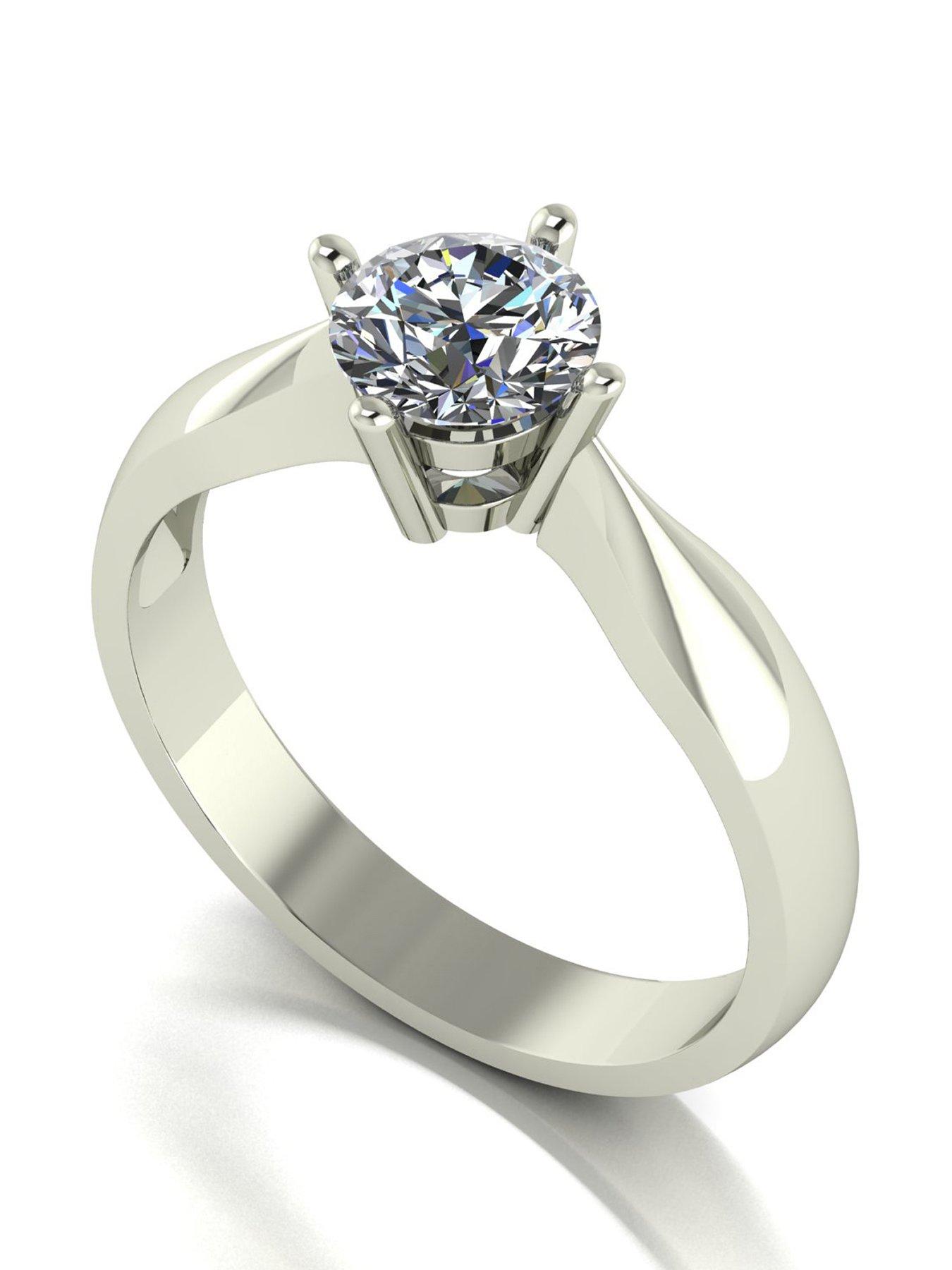 Moissanite 9ct White Gold 0.75ct total eq Moissanite Solitaire Ring