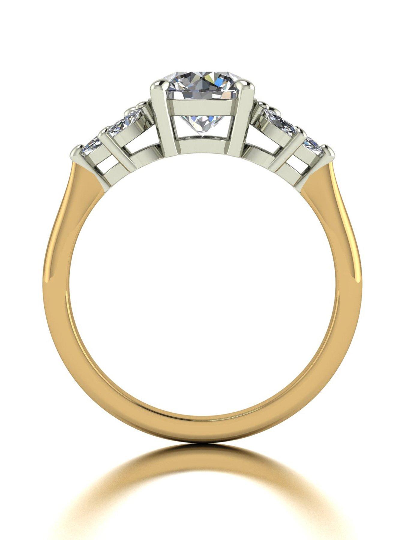 Image 2 of 5 of Moissanite 9ct Gold 1.60ct total eq Moissanite Solitaire ring with marquise sides