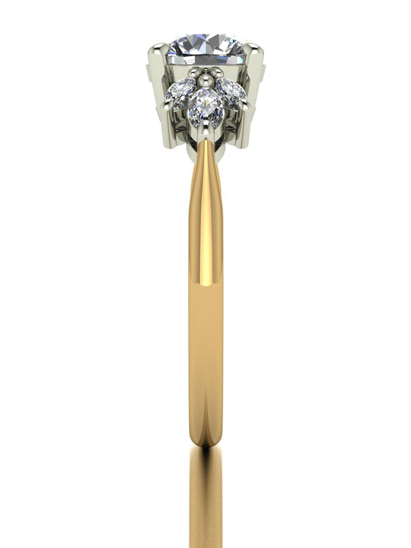 Image 3 of 5 of Moissanite 9ct Gold 1.60ct total eq Moissanite Solitaire ring with marquise sides
