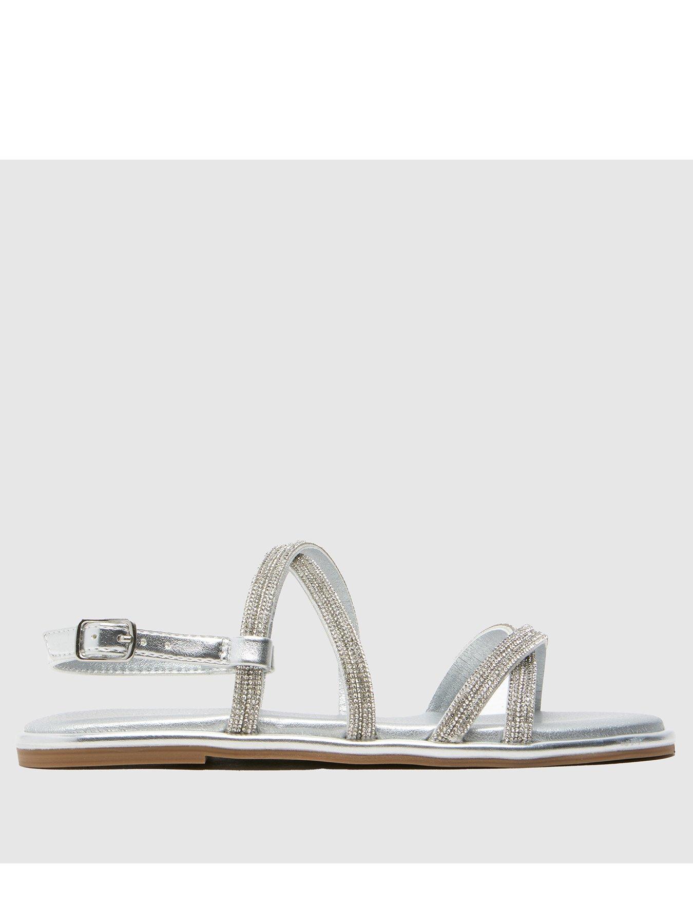 Image 1 of 4 of Schuh Junior Tevy Embellished Sandals - Silver
