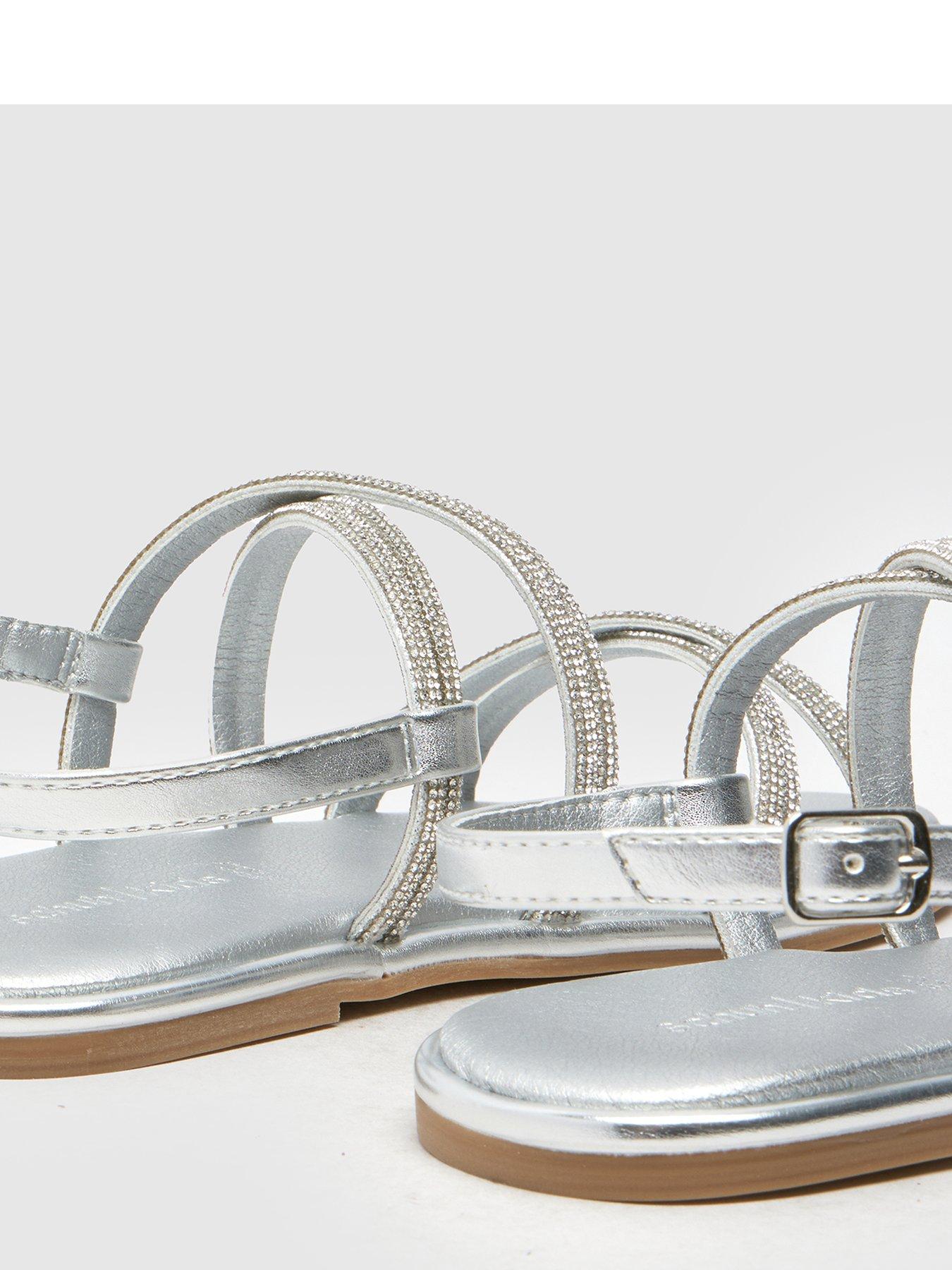 Image 4 of 4 of Schuh Junior Tevy Embellished Sandals - Silver