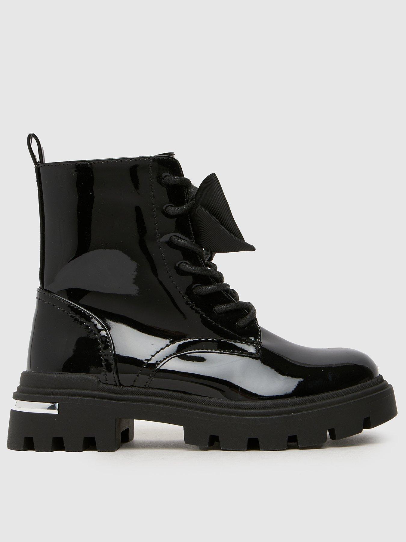 Image 1 of 4 of Schuh Callie Bow Junior Patent Boot - Black