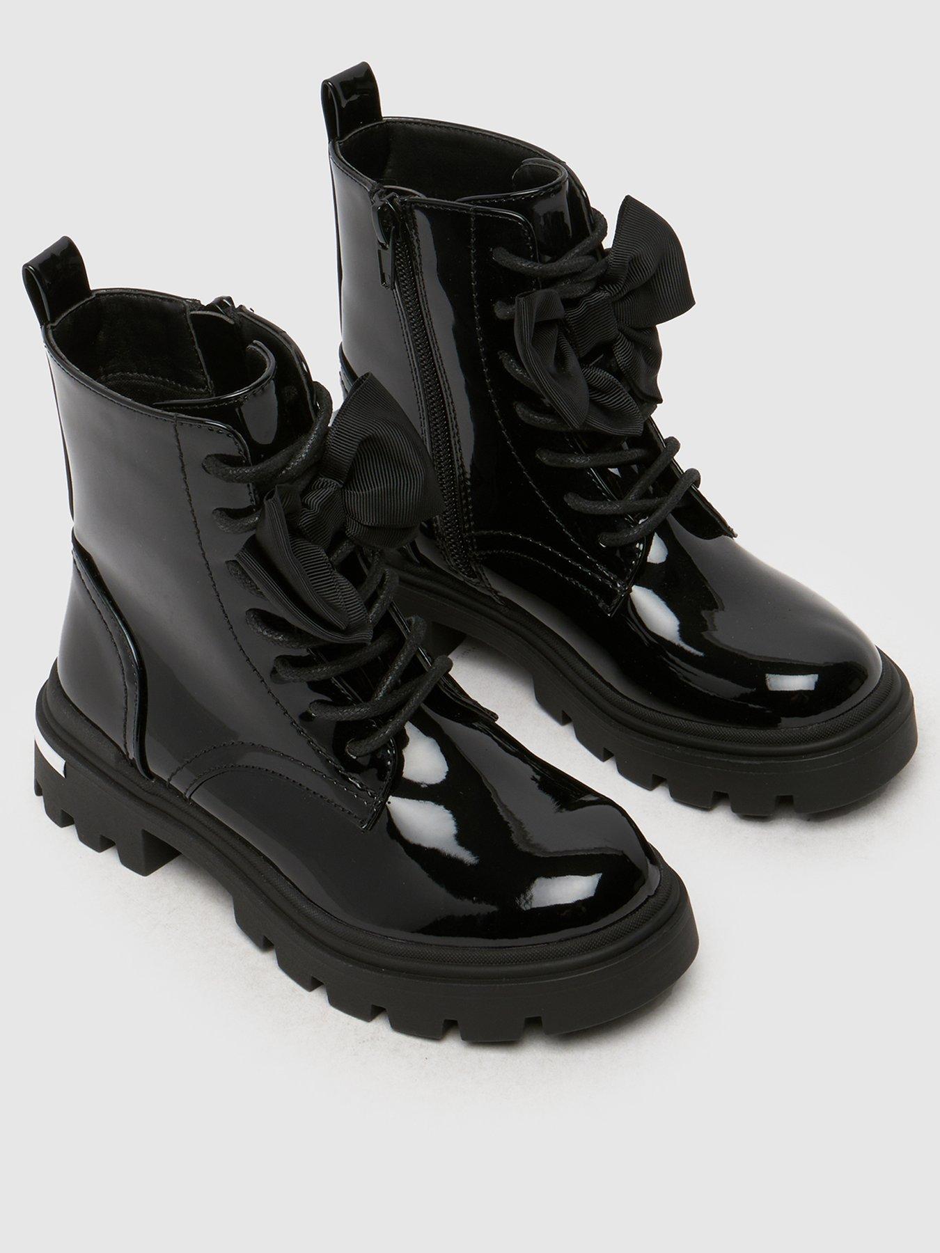 Image 3 of 4 of Schuh Callie Bow Junior Patent Boot - Black
