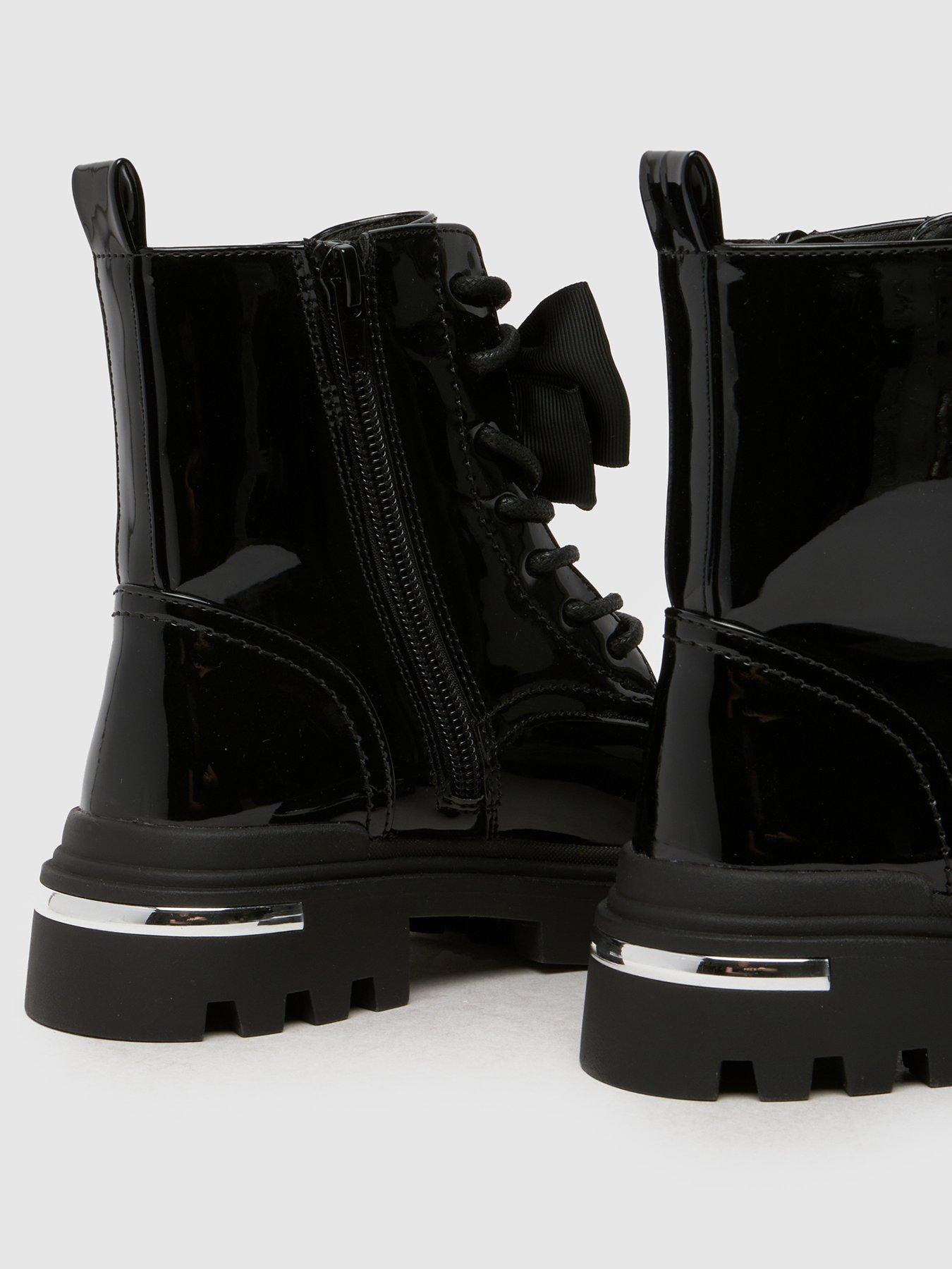 Image 4 of 4 of Schuh Callie Bow Junior Patent Boot - Black
