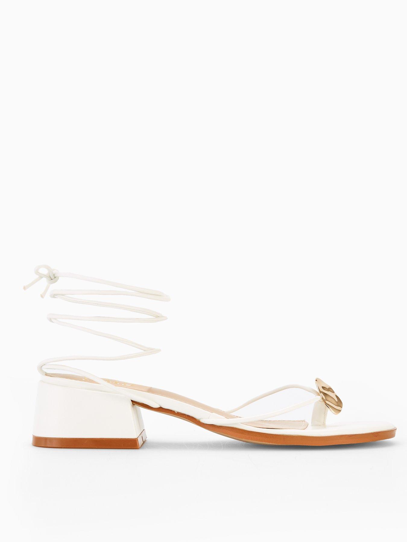 undefined Jenny Block Heel Gold Detail Sandal - White