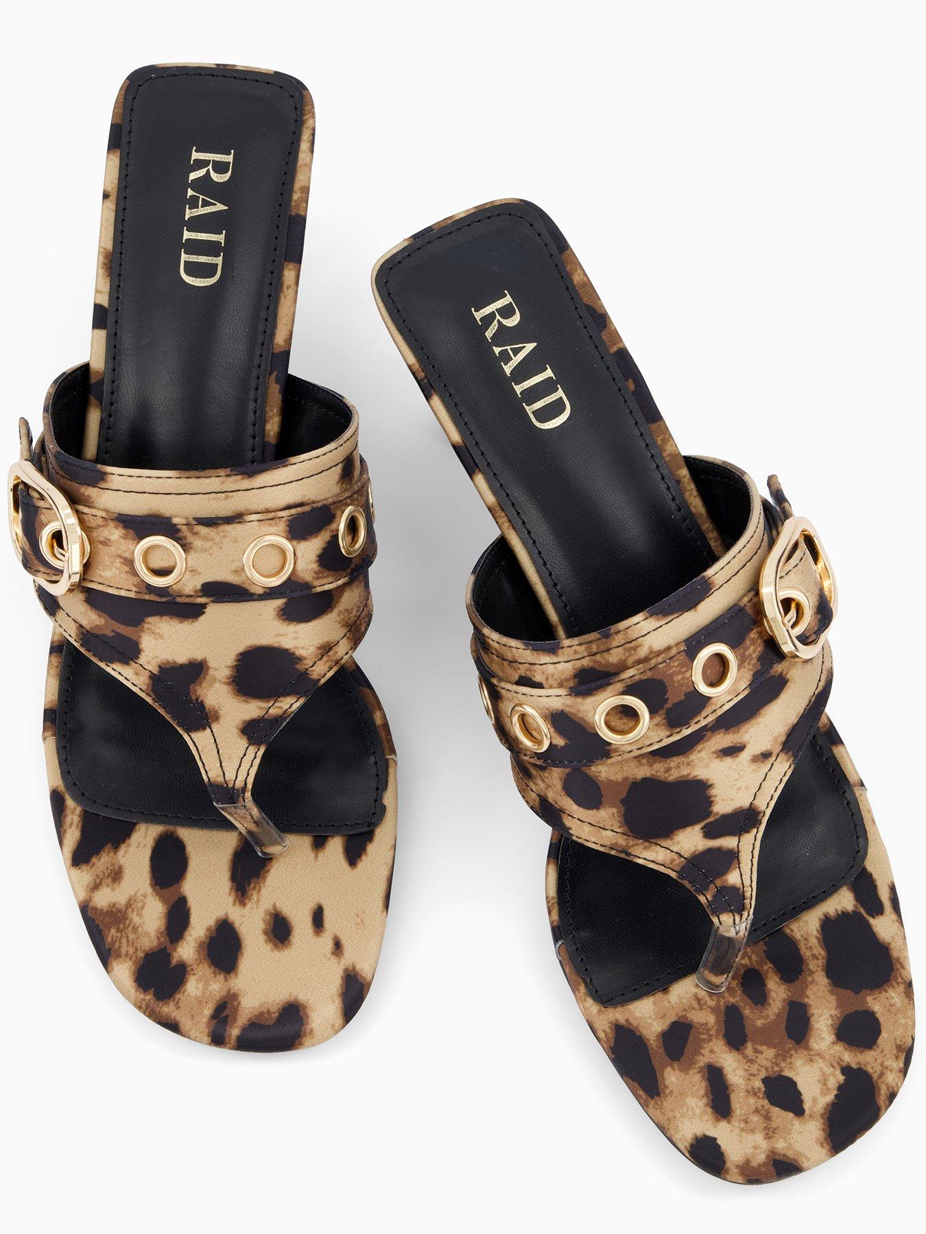 Image 3 of 7 of Raid Inkaa Toe Post Hardware Sandal - Leopard Print