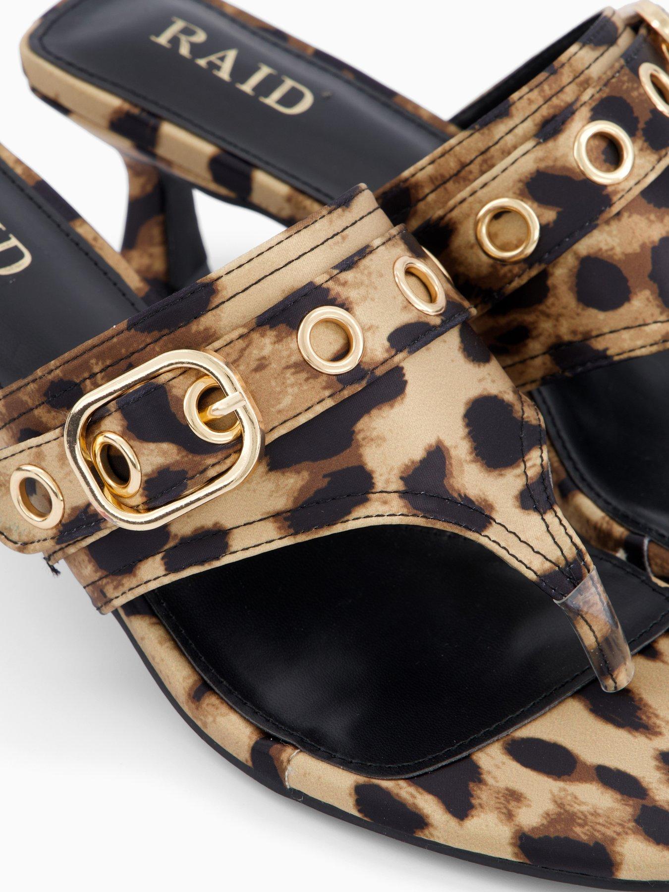Image 5 of 7 of Raid Inkaa Toe Post Hardware Sandal - Leopard Print