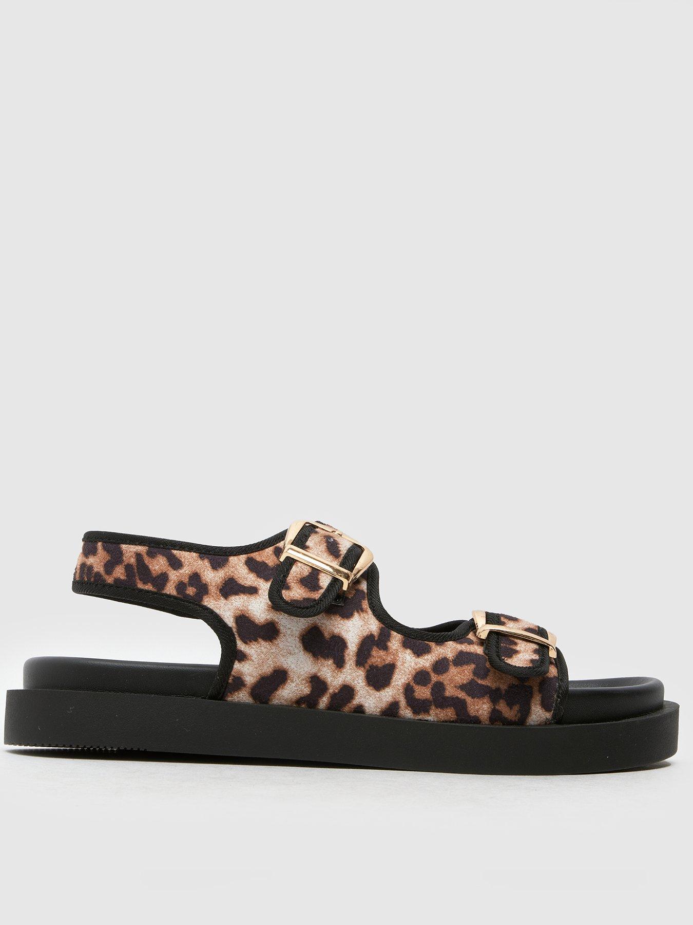 undefined Tabs Leopard Double Buckle Junior Sandal - Brown