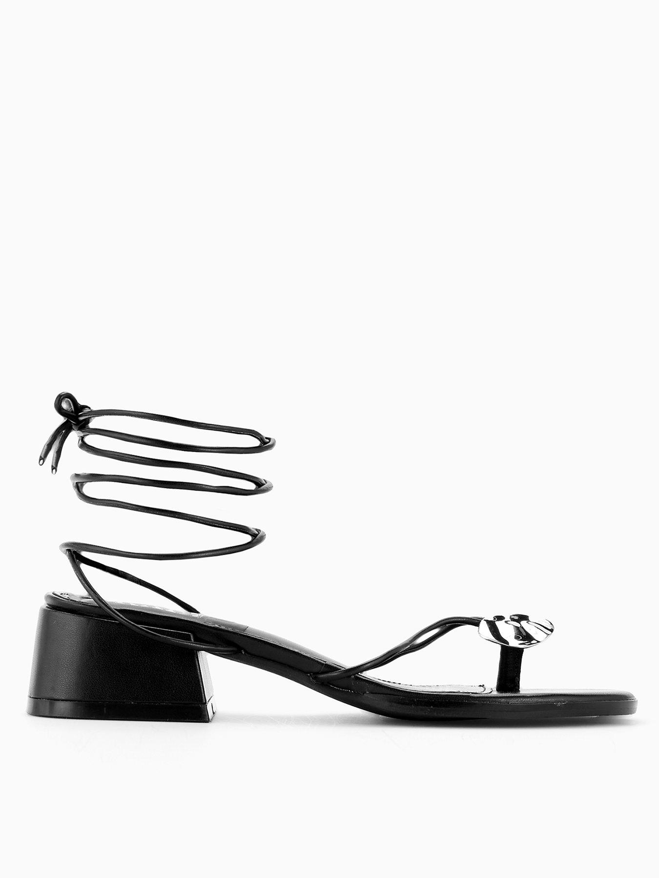 Raid Jenny Block Heel Gold Detail Sandal - Black