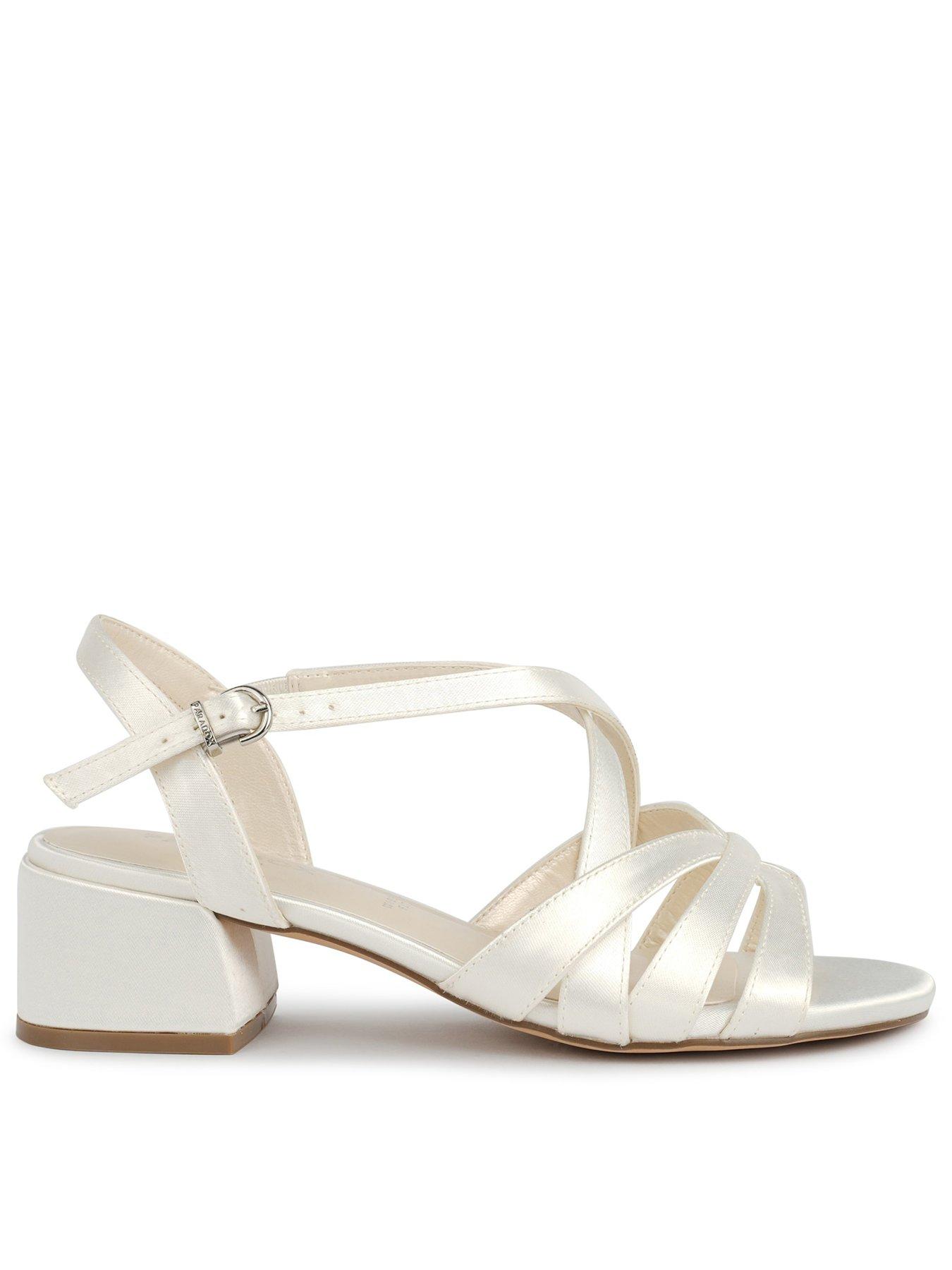 Paradox London Bethany Bridal Wide Fit Satin Heeled Sandal - White
