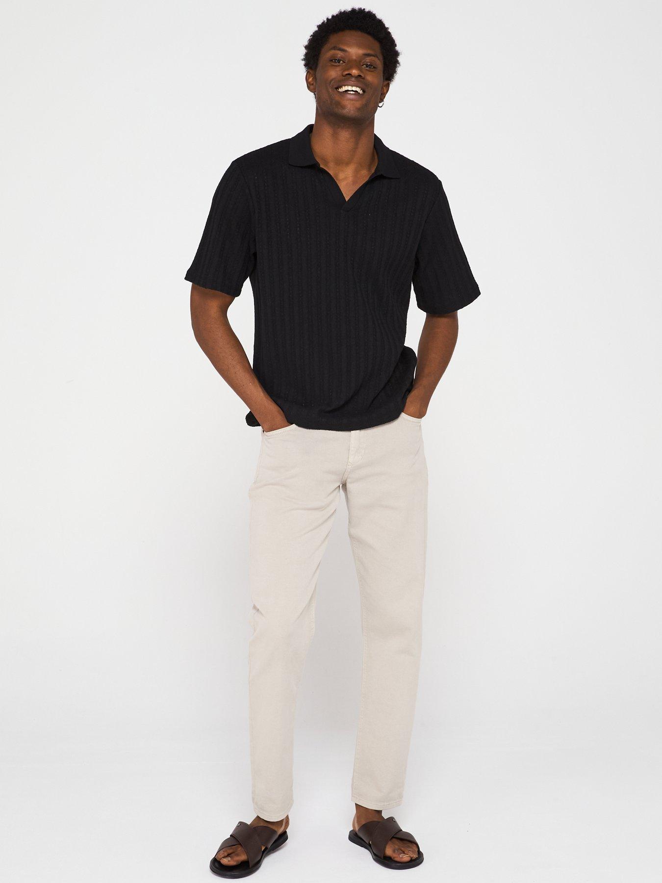 Jack & Jones Hydra Split Neck Knitted Polo Shirt - Black | Very