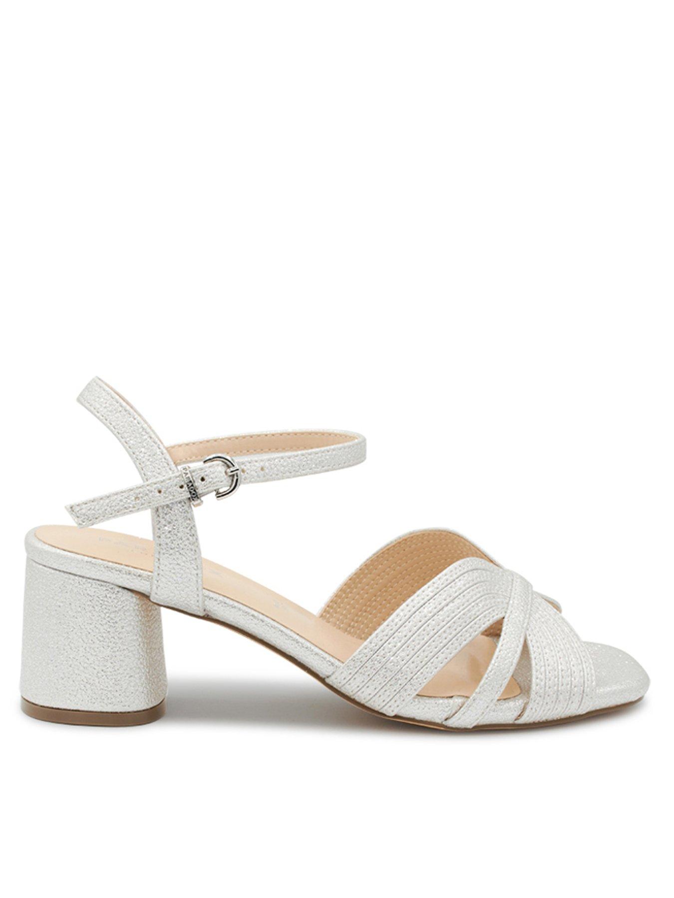 Image 1 of 6 of Paradox London Neomi Wide Fit Glitter Heeled Sandal - Silver