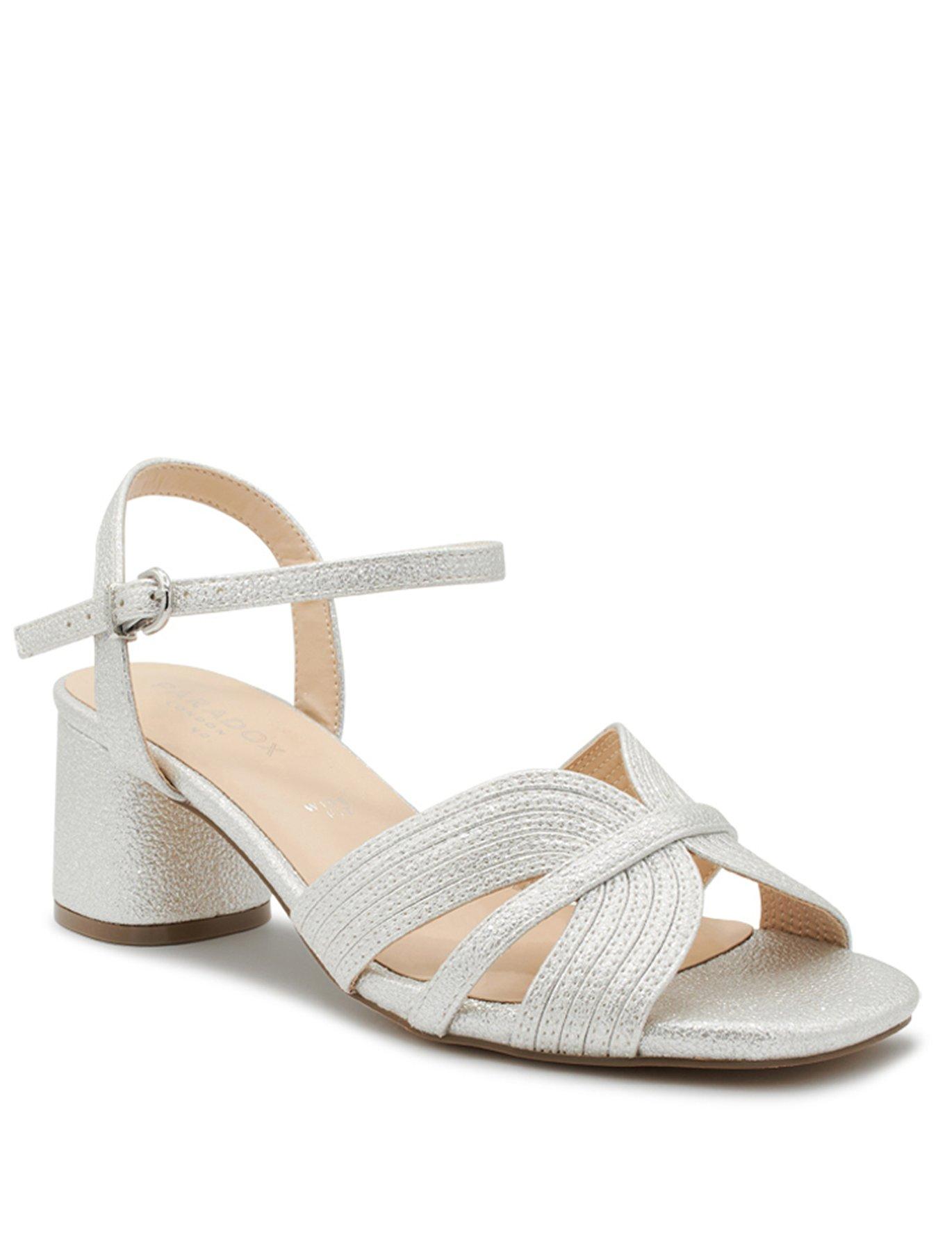 Image 2 of 6 of Paradox London Neomi Wide Fit Glitter Heeled Sandal - Silver