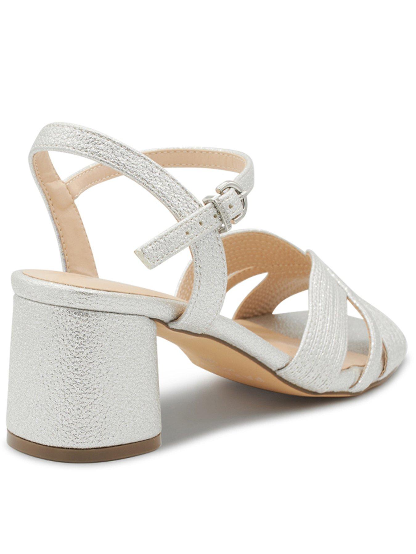Image 3 of 6 of Paradox London Neomi Wide Fit Glitter Heeled Sandal - Silver